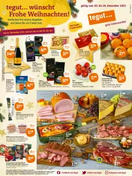 Gazetka promocyjna Tegut - Angebote der Woche - Gazetka - ważna od 24.12 do 24.12.2021 - strona 1 - produkty: ACC, alkohol, angebot, angebote, Astra, aufschnitt, beef, bio, bohne, bohnen, braten, bratenaufschnitt, brot, brut, caffè crema, Carpaccio, champagne, champagner, clementinen, decke, dekoration, eis, elle, ente, espresso, ferrero, fisch, fische, Fischer, flasche, fleisch, frucht, Geflügel, getränk, getränke, grana, Granatäpfel, hartkäse, jamón serrano, Jura, kaffee, Käse, lachs, lindor, lindt, mac, milch, navelina, orange, orangen, pastete, pastrami, pizza, Rana, Rauch, roastbeef, salami, salat, salate, salz, Schere, schinken, serrano, Soße, teller, tender, Ti, tisch, Trüffel, uhr, Vitello Tonnato, vorspeise, weihnachten, whiskey, whisky, Wild, wildlachs, wiltmann, wurst, ZTE