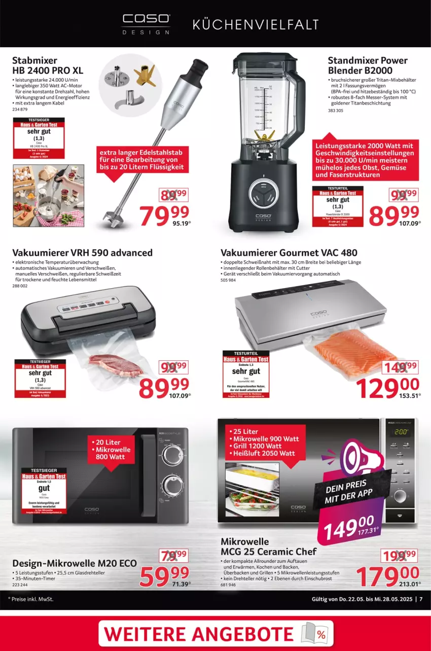Aktueller Prospekt Selgros - Non Food - von 22.05 bis 28.05.2025 - strona 7 - produkty: auto, Behälter, Blender, Brei, eis, Elektro, elle, Garten, grill, lebensmittel, Liege, messer, mikrowelle, Mixer, reis, stabmixer, standmixer, teller, Ti, timer, tisch, Vakuumierer