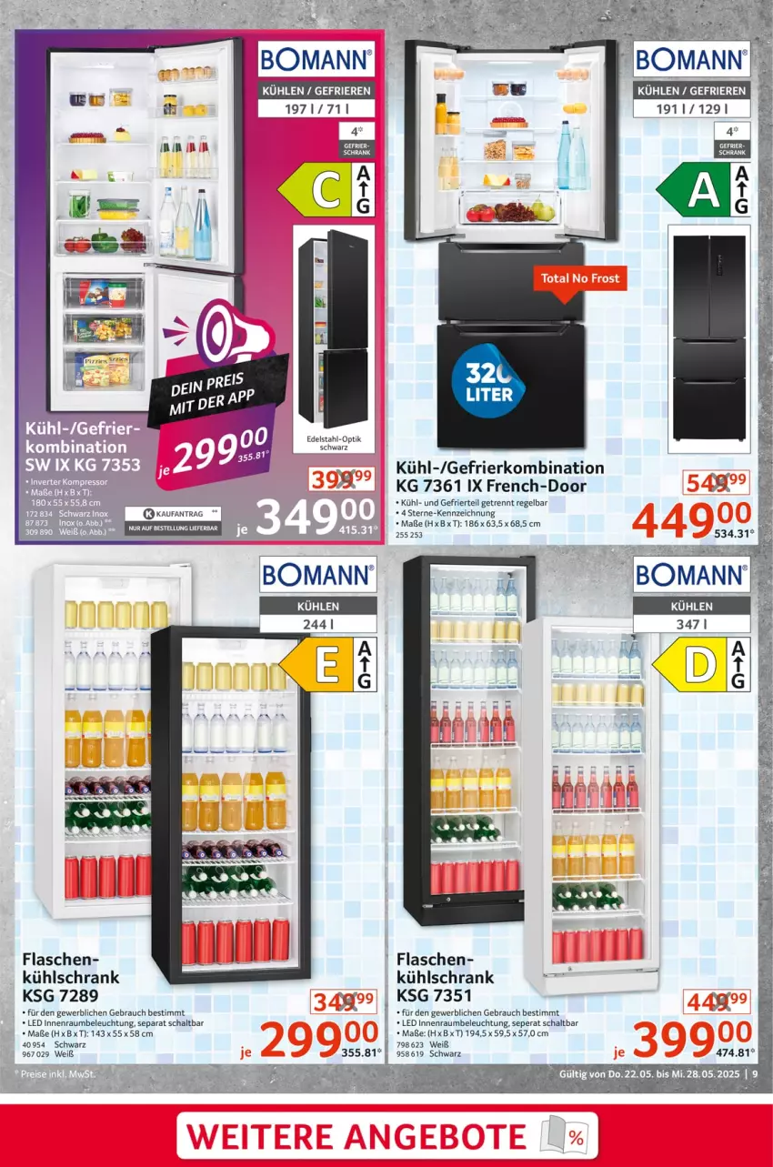 Aktueller Prospekt Selgros - Non Food - von 22.05 bis 28.05.2025 - strona 9 - produkty: beleuchtung, bomann, edelstahl, flasche, gefrierkombination, kühlschrank, Rauch, Schal, Schrank, Ti