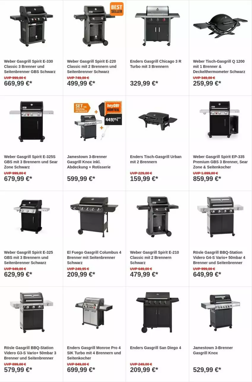 Aktueller Prospekt Obi - Prospekte - von 05.09 bis 13.09.2023 - strona 10 - produkty: decke, Deckel, enders, gasgrill, grill, Kocher, rösle, thermometer, Ti, tisch, weber