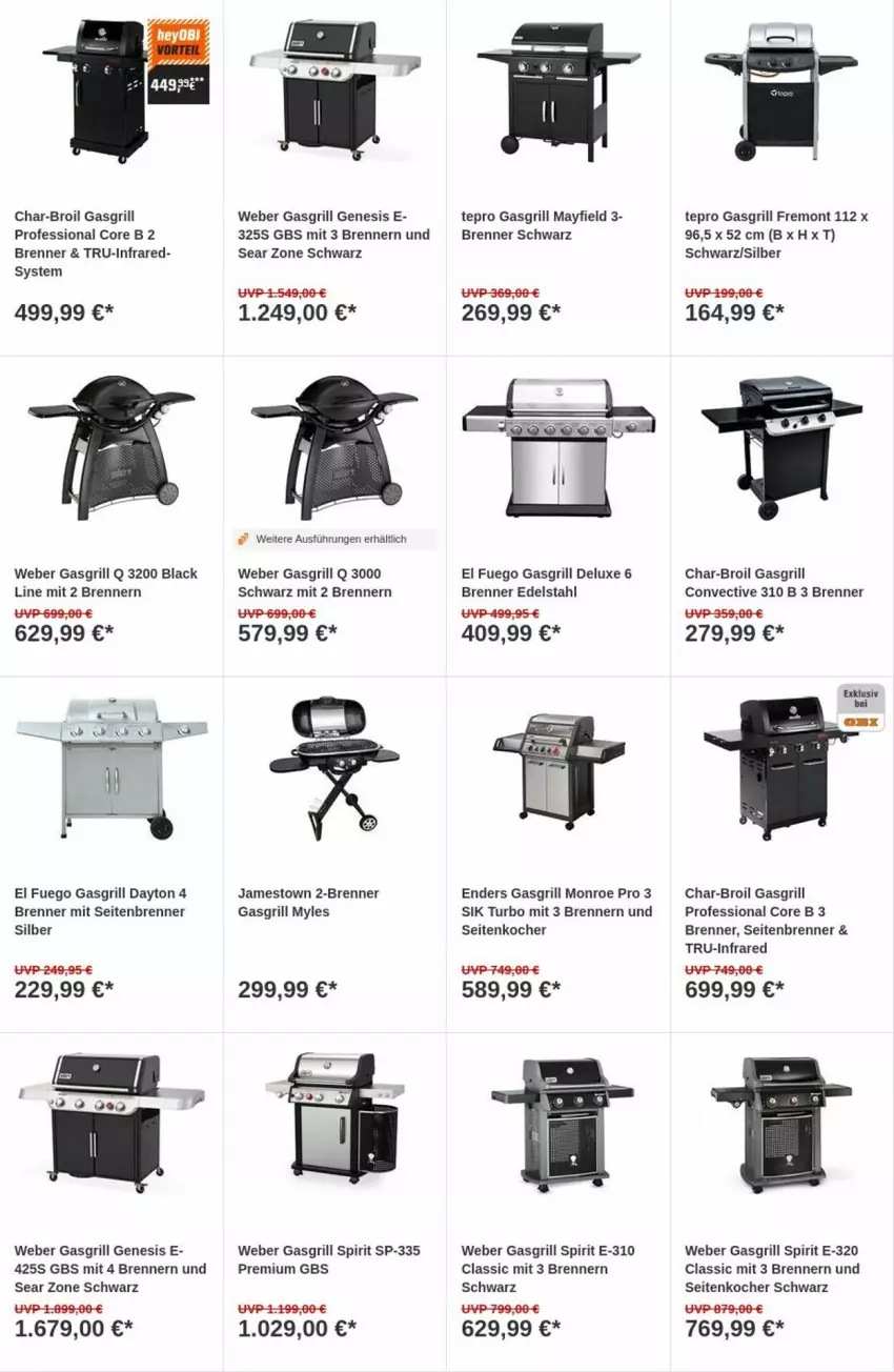 Aktueller Prospekt Obi - Prospekte - von 05.09 bis 13.09.2023 - strona 13 - produkty: char-broil, edelstahl, enders, gasgrill, grill, Kocher, lack, tepro, Ti, weber, Yo