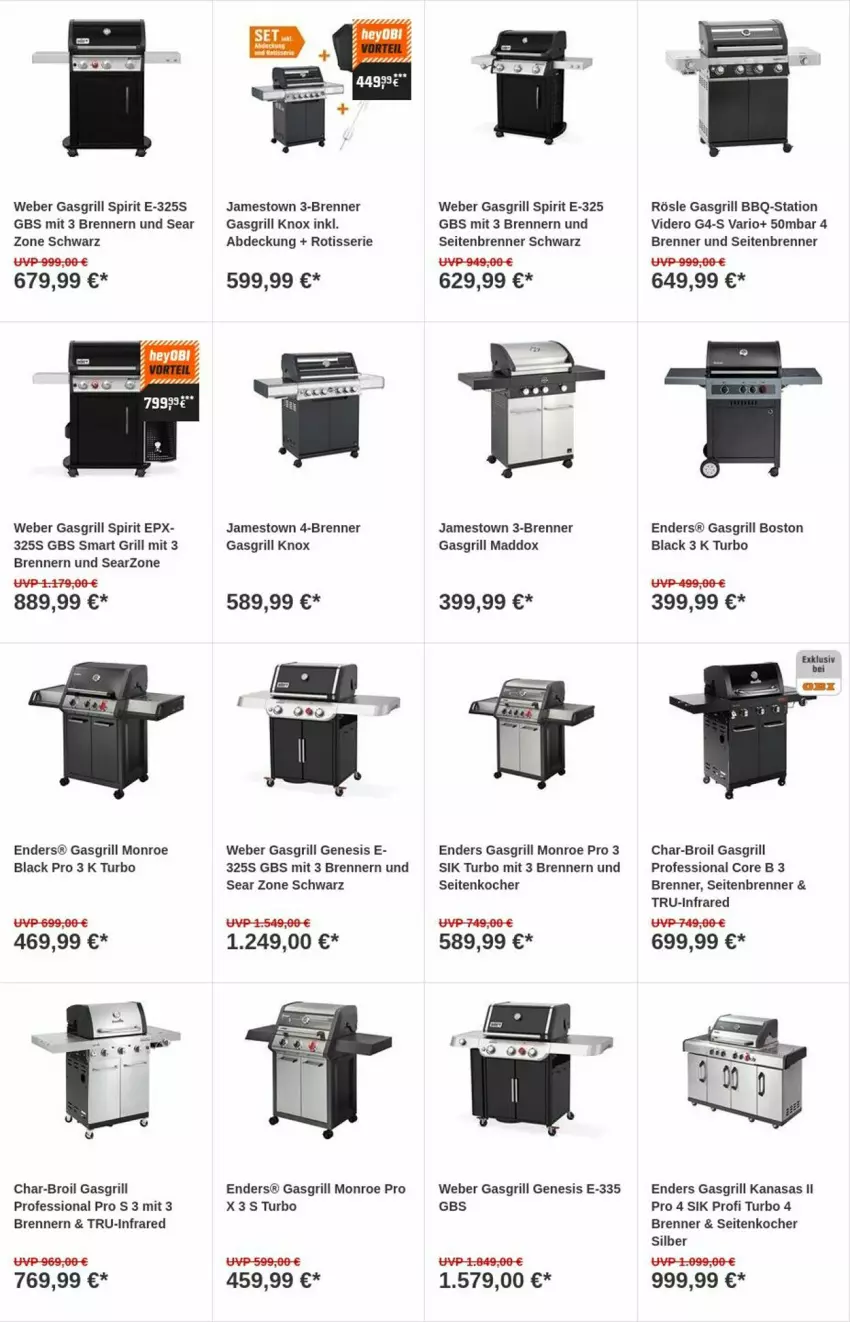 Aktueller Prospekt Obi - Prospekte - von 05.09 bis 13.09.2023 - strona 2 - produkty: char-broil, enders, gasgrill, grill, Kocher, lack, rösle, Ti, weber