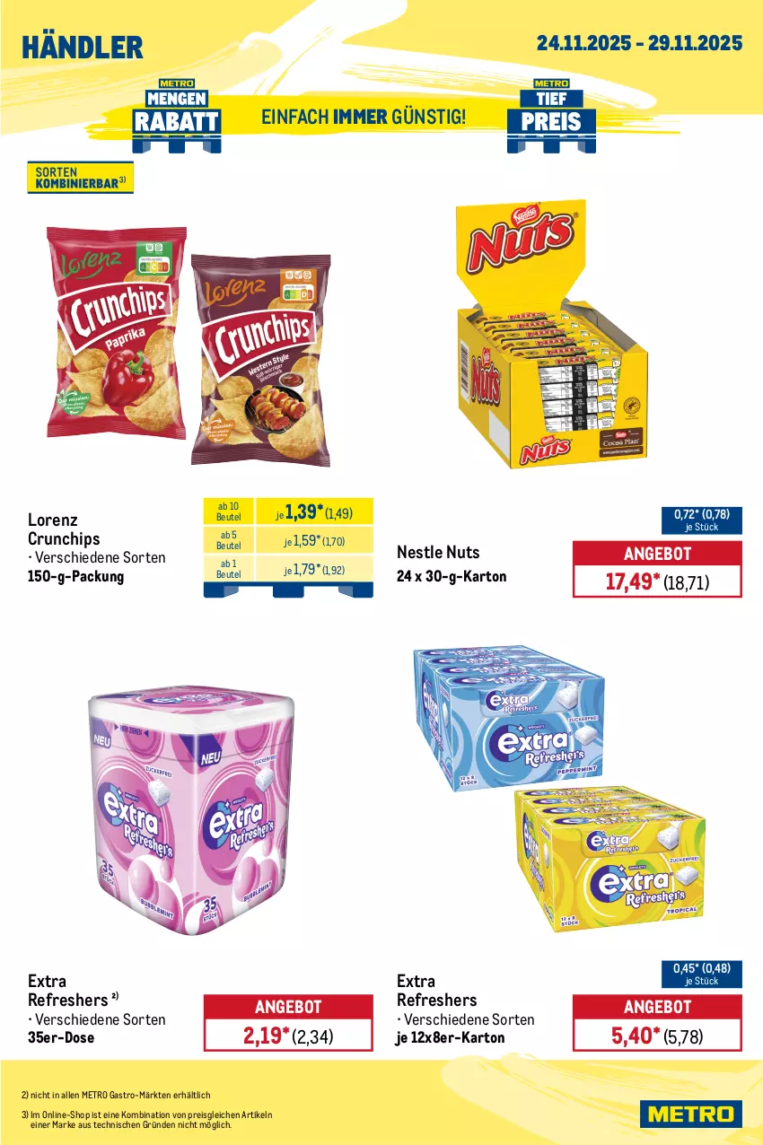 Aktueller Prospekt Metro - Wochen-Angebote Händler - von 24.11 bis 29.11.2025 - strona 2 - produkty: angebot, auto, beutel, chips, crunchips, eis, haribo, leine, LG, lorenz, lorenz crunchips, maoam, Metro, metro gastro, milka, natur, natura, oreo, reis, tender, Ti, tisch