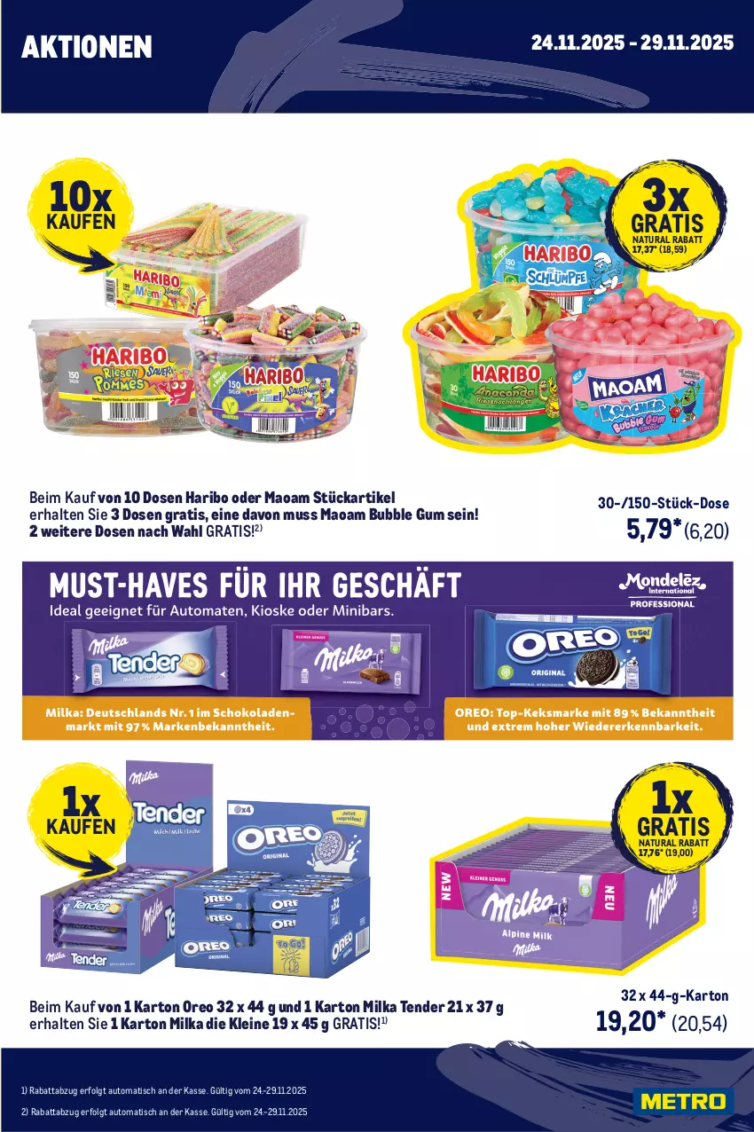 Aktueller Prospekt Metro - Wochen-Angebote Händler - von 24.11 bis 29.11.2025 - strona 3 - produkty: angebot, auto, beutel, chips, crunchips, eis, haribo, leine, LG, lorenz, lorenz crunchips, maoam, Metro, metro gastro, milka, natur, natura, oreo, reis, tender, Ti, tisch
