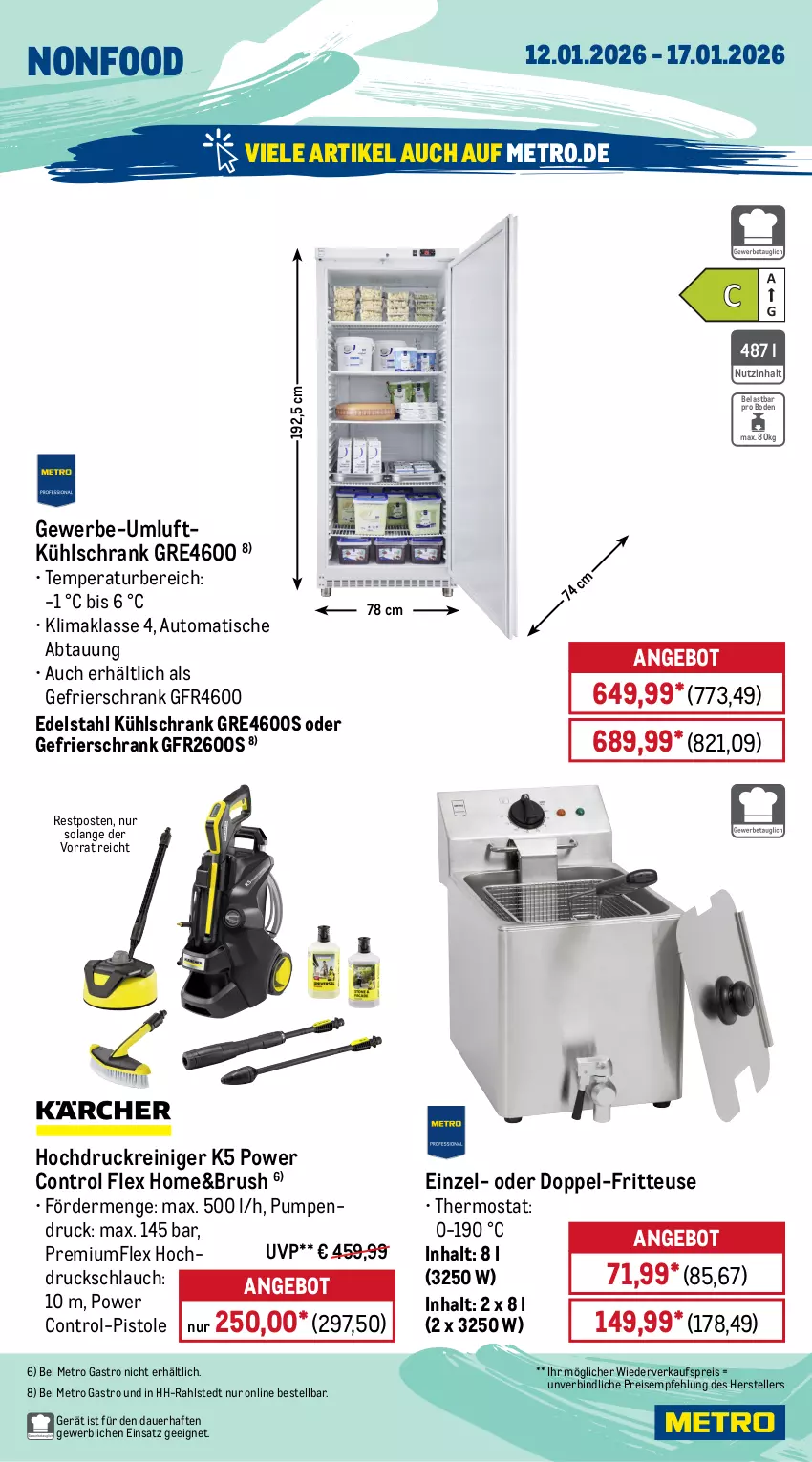 Aktueller Prospekt Metro - Wochen-Angebote Gastro - von 12.01 bis 17.01.2026 - strona 19 - produkty: angebot, ariel, auer, auto, edelstahl, eis, elle, flasche, fritteuse, gefrierschrank, hochdruckreiniger, küche, Küchen, küchentücher, kühlschrank, Metro, metro gastro, Palette, papier, Pods, reiniger, reis, Schere, schlauch, Schrank, teller, thermostat, Ti, tisch, tücher, vollwaschmittel, waschmittel, zewa