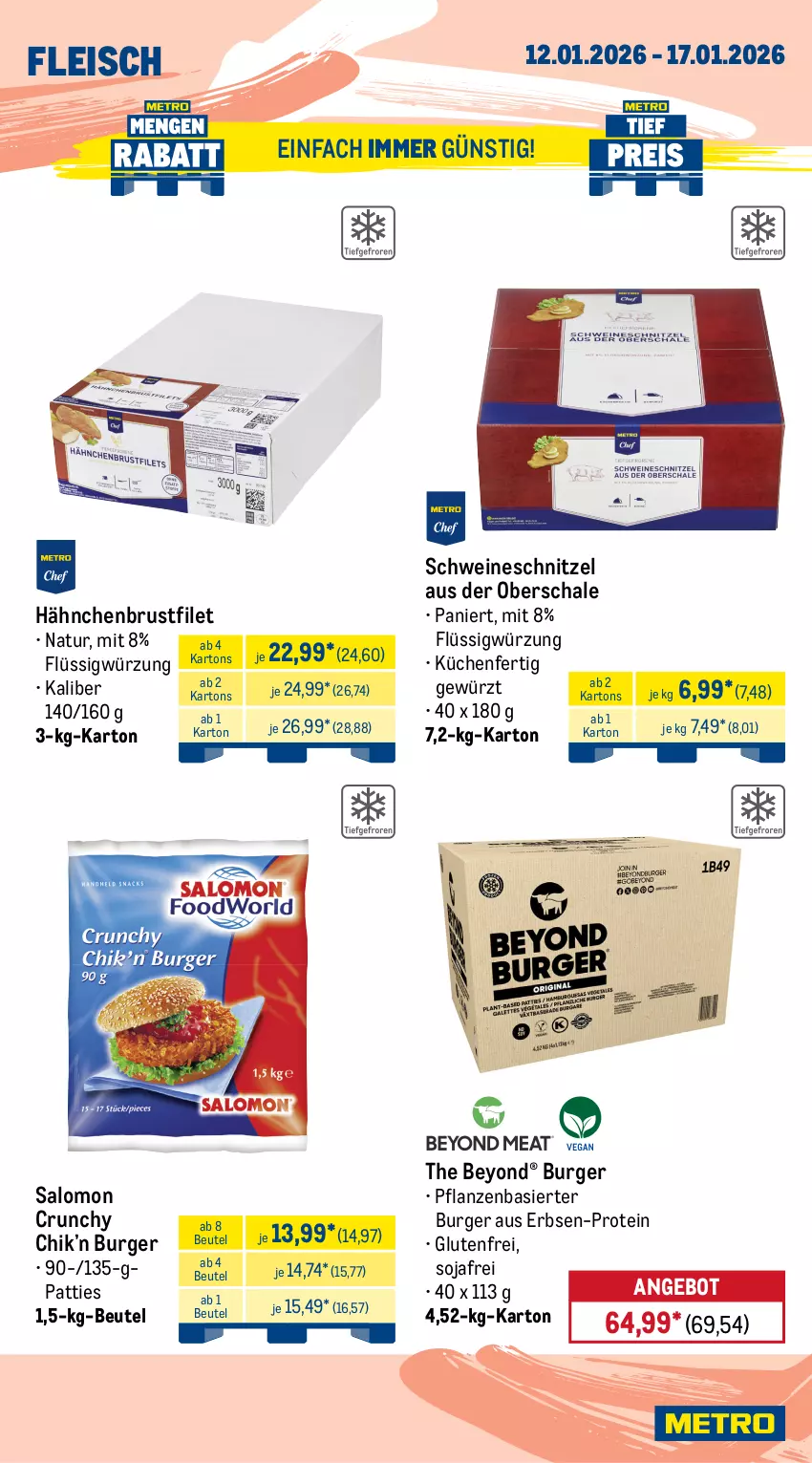Aktueller Prospekt Metro - Wochen-Angebote Gastro - von 12.01 bis 17.01.2026 - strona 4 - produkty: angebot, ball, beutel, brustfilet, burger, eis, erbsen, filet, fleisch, gewürz, hähnchenbrust, hähnchenbrustfilet, küche, Küchen, mac, Mantel, natur, nuggets, pasta, pflanze, pflanzen, salat, salate, salomon, Schal, Schale, schnitzel, schwein, schweine, schweineschnitzel, soja, Ti, wein, weine, wrap, wraps, Yo