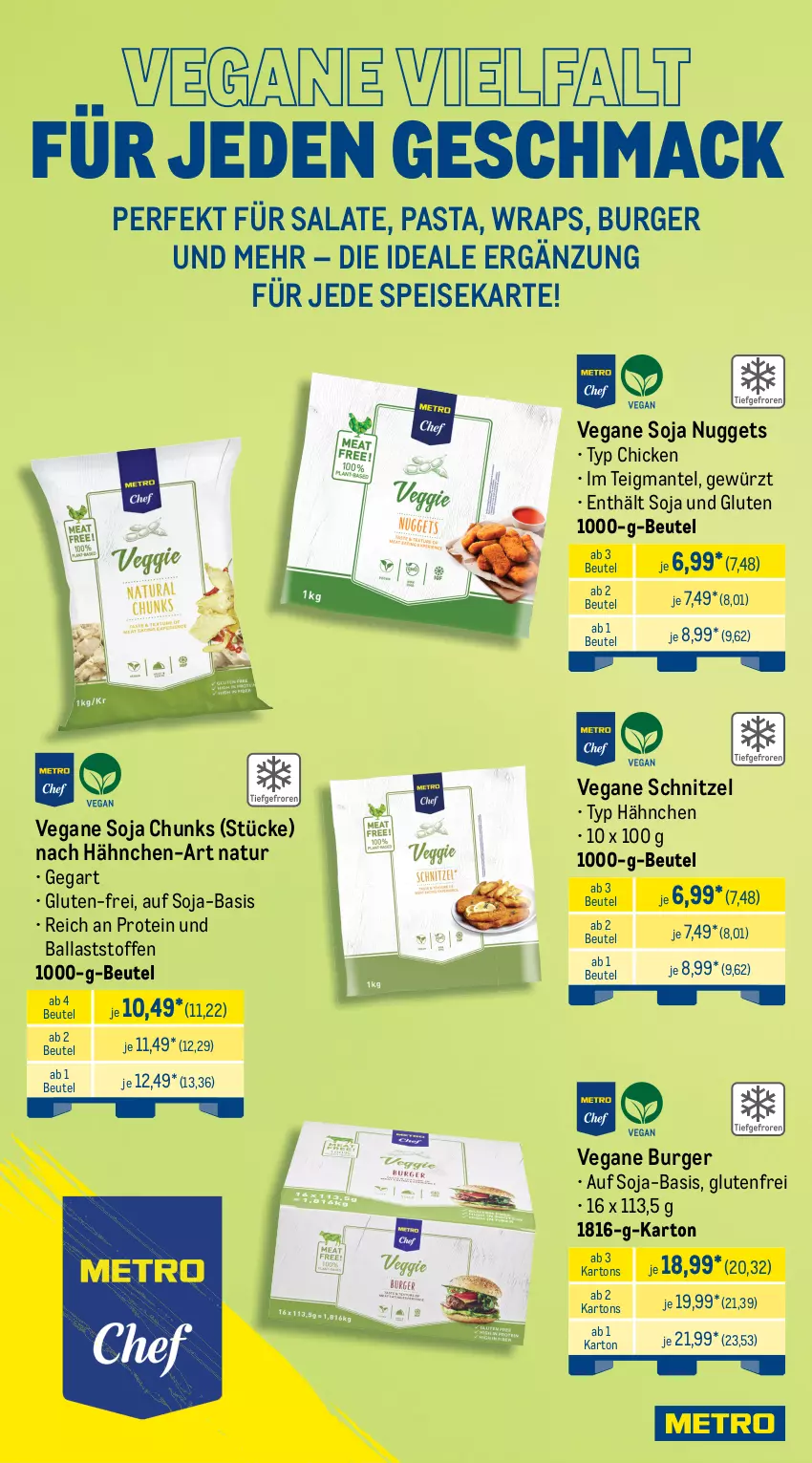 Aktueller Prospekt Metro - Wochen-Angebote Gastro - von 12.01 bis 17.01.2026 - strona 5 - produkty: angebot, ball, beutel, brustfilet, burger, eis, erbsen, filet, fleisch, gewürz, hähnchenbrust, hähnchenbrustfilet, küche, Küchen, mac, Mantel, natur, nuggets, pasta, pflanze, pflanzen, salat, salate, salomon, Schal, Schale, schnitzel, schwein, schweine, schweineschnitzel, soja, Ti, wein, weine, wrap, wraps, Yo