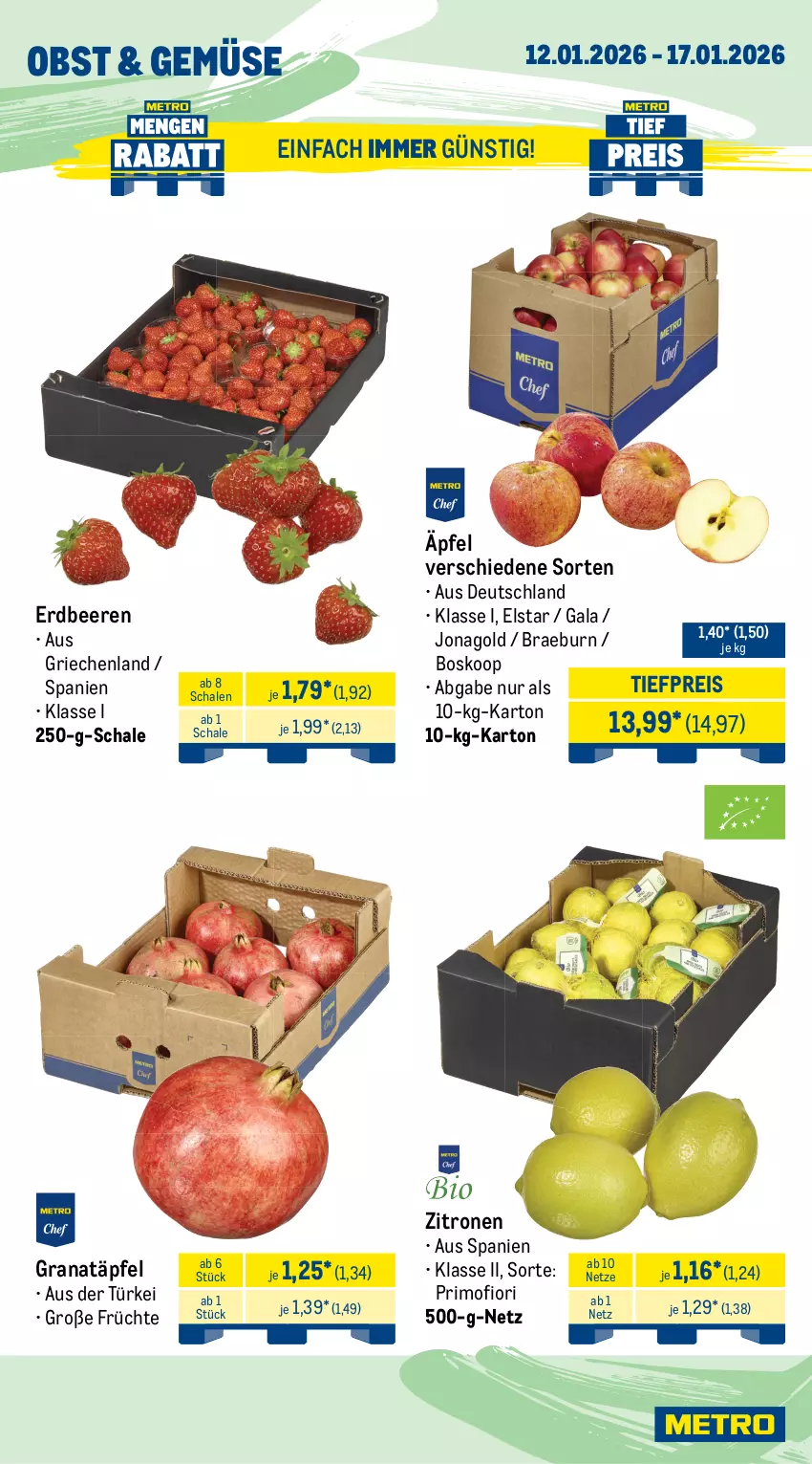 Aktueller Prospekt Metro - Wochen-Angebote Gastro - von 12.01 bis 17.01.2026 - strona 8 - produkty: beere, beeren, beutel, cola, eis, erdbeere, erdbeeren, früchte, grana, Granatäpfel, kartoffel, kartoffeln, küche, Küchen, obst, paprika, paprika rot, Rana, reis, rucola, sac, Schal, Schale, Ti, tiefpreis, Weißkohl, würfel, zitrone, zitronen