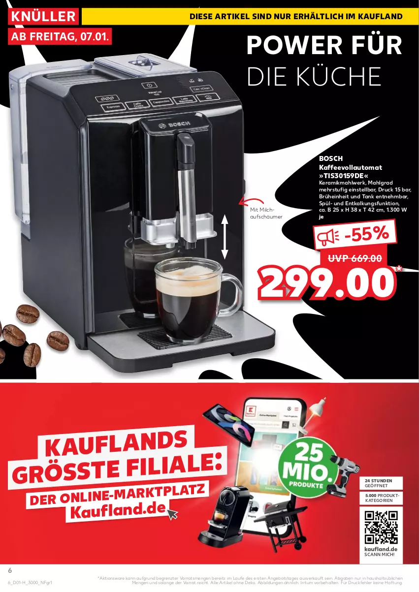 Aktueller Prospekt Kaufland - Spezielle Angebote - von 06.01 bis 12.01.2022 - strona 6 - produkty: angebot, auto, bosch, Brühe, kaffee, kaffeevollautomat, küche, LG, milch, milchaufschäumer, Ti, ZTE