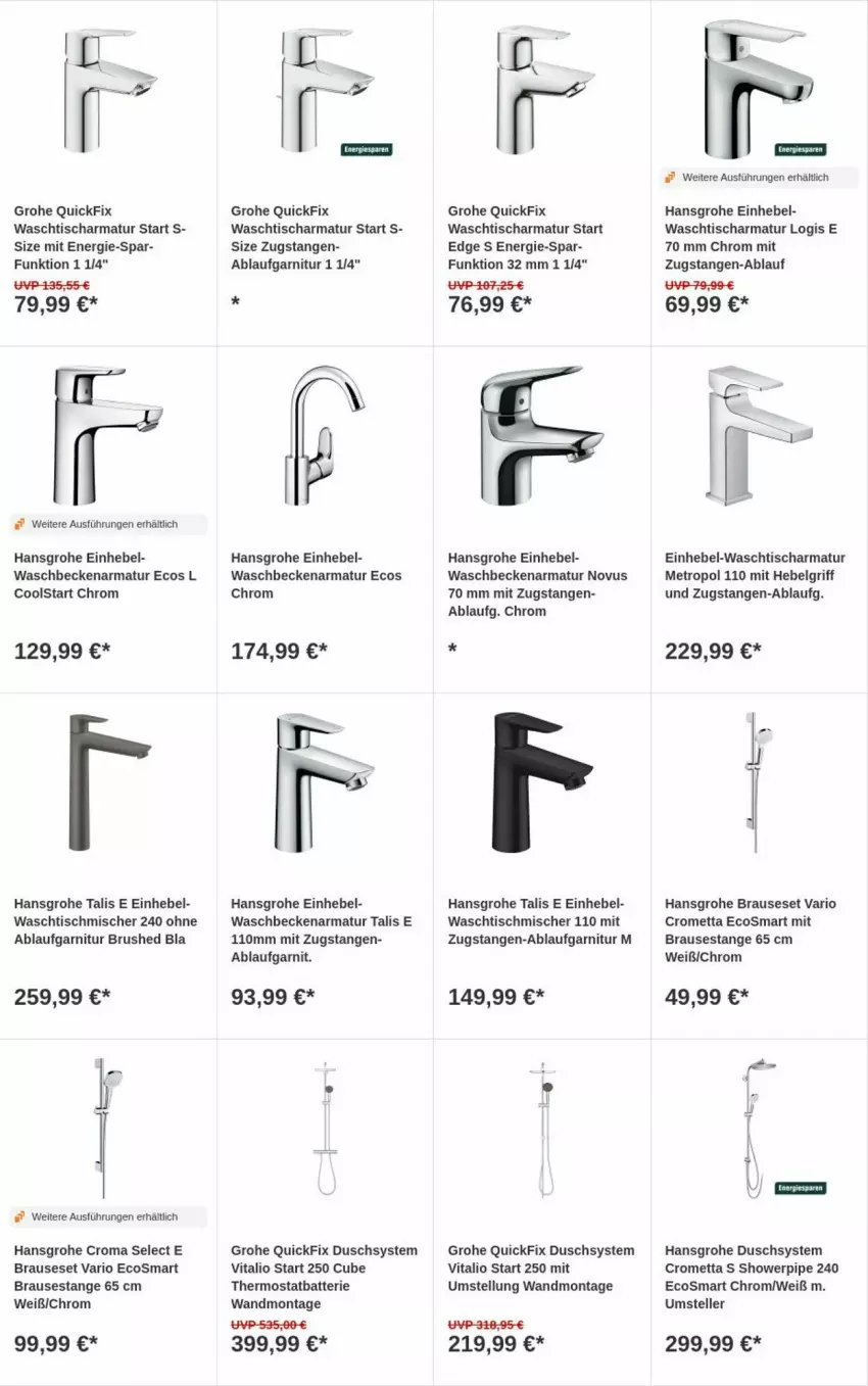 Aktueller Prospekt Obi - Prospekte - von 23.01 bis 31.01.2024 - strona 2 - produkty: armatur, batterie, brause, elle, garnitur, grohe, hansgrohe, LG, Metro, Mett, teller, thermostat, Ti, tisch, vita, waschbecken, waschtisch, waschtischarmatur