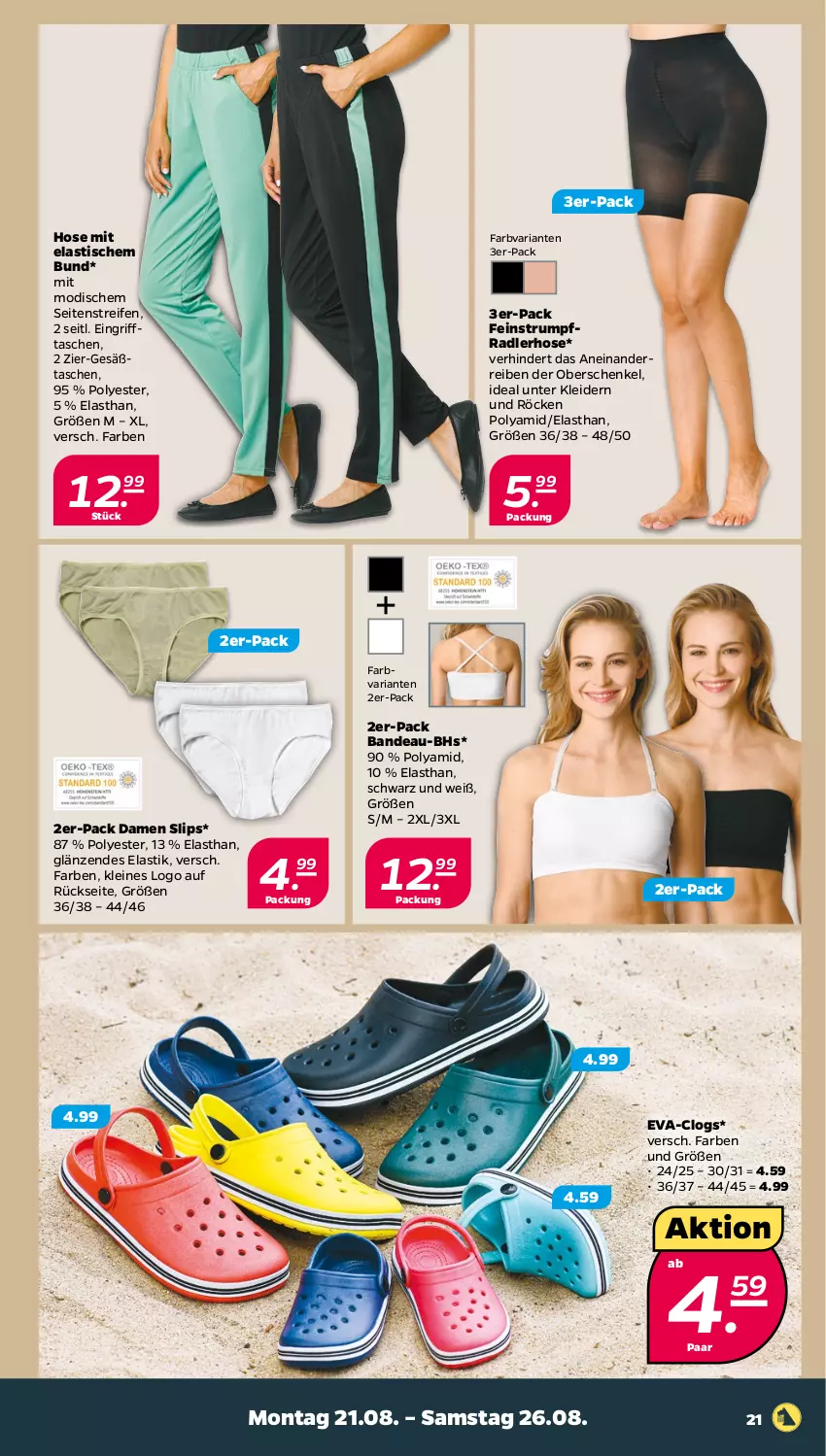 Aktueller Prospekt Netto - Woche 34 - von 21.08 bis 26.08.2023 - strona 21 - produkty: asti, Clogs, henkel, hose, kleid, kleider, leine, radler, reifen, Ria, Röcke, rum, schenkel, slip, slips, Tasche, taschen, Ti, tisch