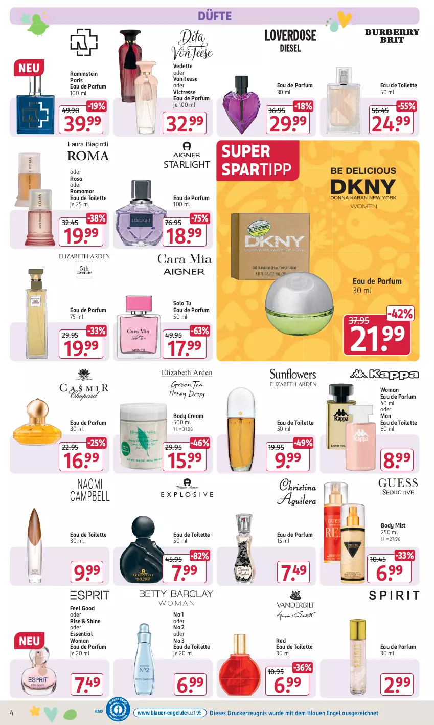 Aktueller Prospekt Rossmann - Prospekte - von 18.03 bis 22.03.2024 - strona 4 - produkty: auer, body, drucker, Eau de parfum, eau de parfum 30 ml, eau de parfum 50 ml, eau de toilette, eau de toilette 30 ml, eau de toilette 50 ml, Engel, kerze, laura biagiotti, mam, parfum, spartipp, starlight, tee, Ti