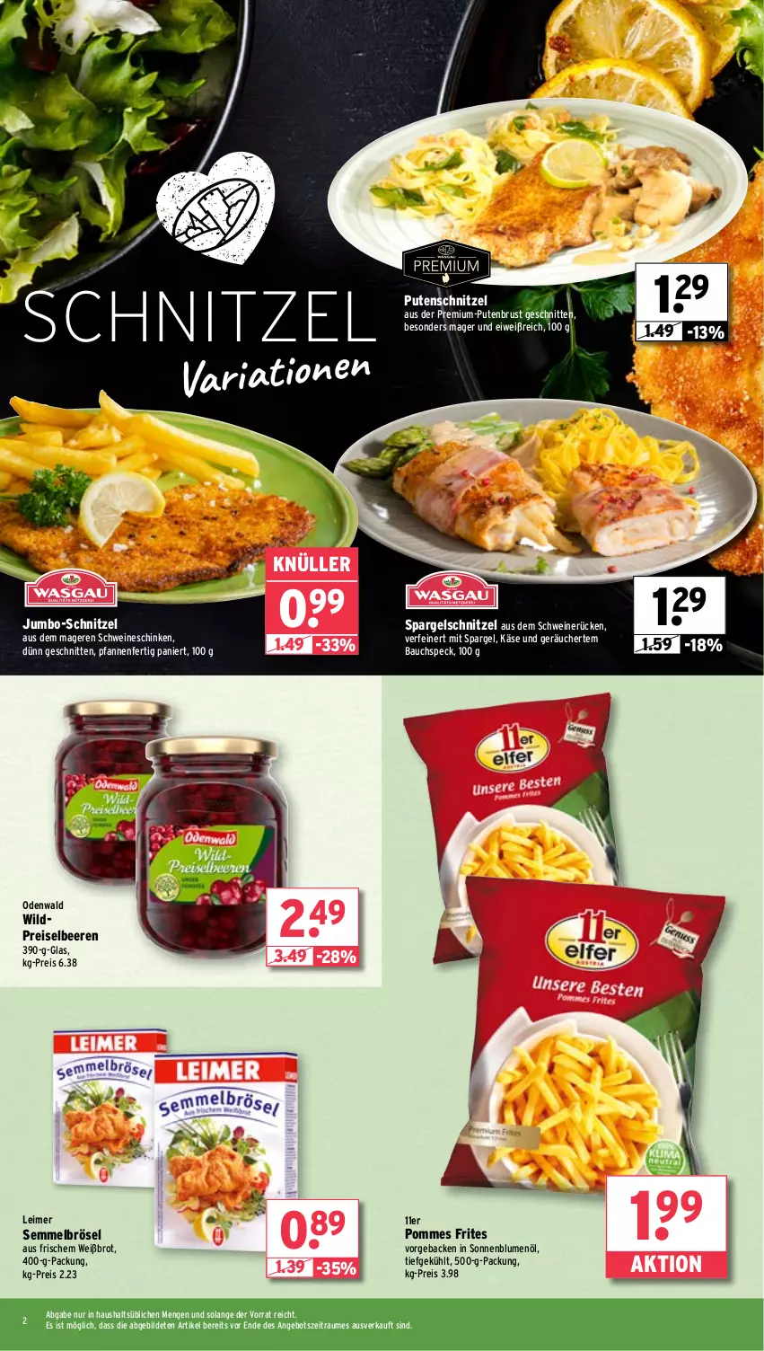 Aktueller Prospekt Wasgau - von 04.03 bis 09.03.2024 - strona 2 - produkty: angebot, Bau, beere, beeren, blume, blumen, blumenöl, brot, eimer, eis, geback, jumbo, Käse, leimer, odenwald, pfanne, pfannen, pommes, Pommes Frites, pute, putenbrust, putenschnitzel, reis, Ria, schinken, schnitten, schnitzel, schwein, schweine, schweinerücken, Semmel, Semmelbrösel, sonnenblume, sonnenblumen, sonnenblumenöl, spargel, Speck, Ti, wein, weine, Wild