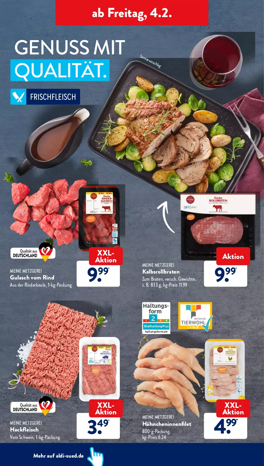 Aktueller Prospekt AldiSud - ALDI Aktuell - von 31.01 bis 05.02.2022 - strona 32 - produkty: aldi, angebot, angebote, auer, Bau, braten, eis, erde, filet, fleisch, gin, gulasch, hackfleisch, ndk, nuss, reis, rind, rinder, Rinderkeule, rollbraten, rwe, schwein, Ti, uhr, wein