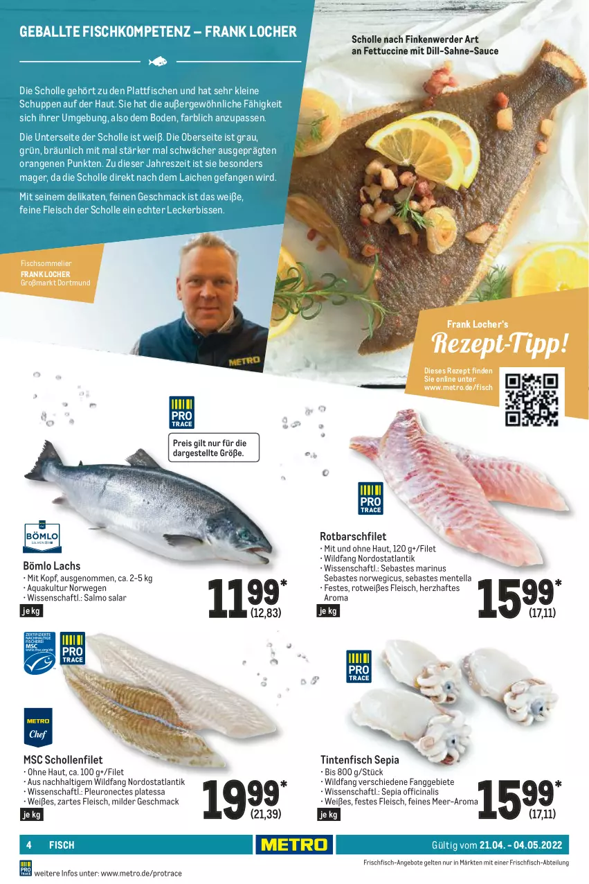 Aktueller Prospekt Metro - GastroJournal - von 21.04 bis 04.05.2022 - strona 4 - produkty: Abtei, angebot, angebote, aqua, ball, cin, eis, ente, erde, filet, fisch, fische, fleisch, frischfisch, lachs, leine, mac, Metro, orange, orangen, reis, rezept, Rotbarsch, rotbarschfilet, rwe, sahne, sauce, scholl, Ti, tuc, Wild