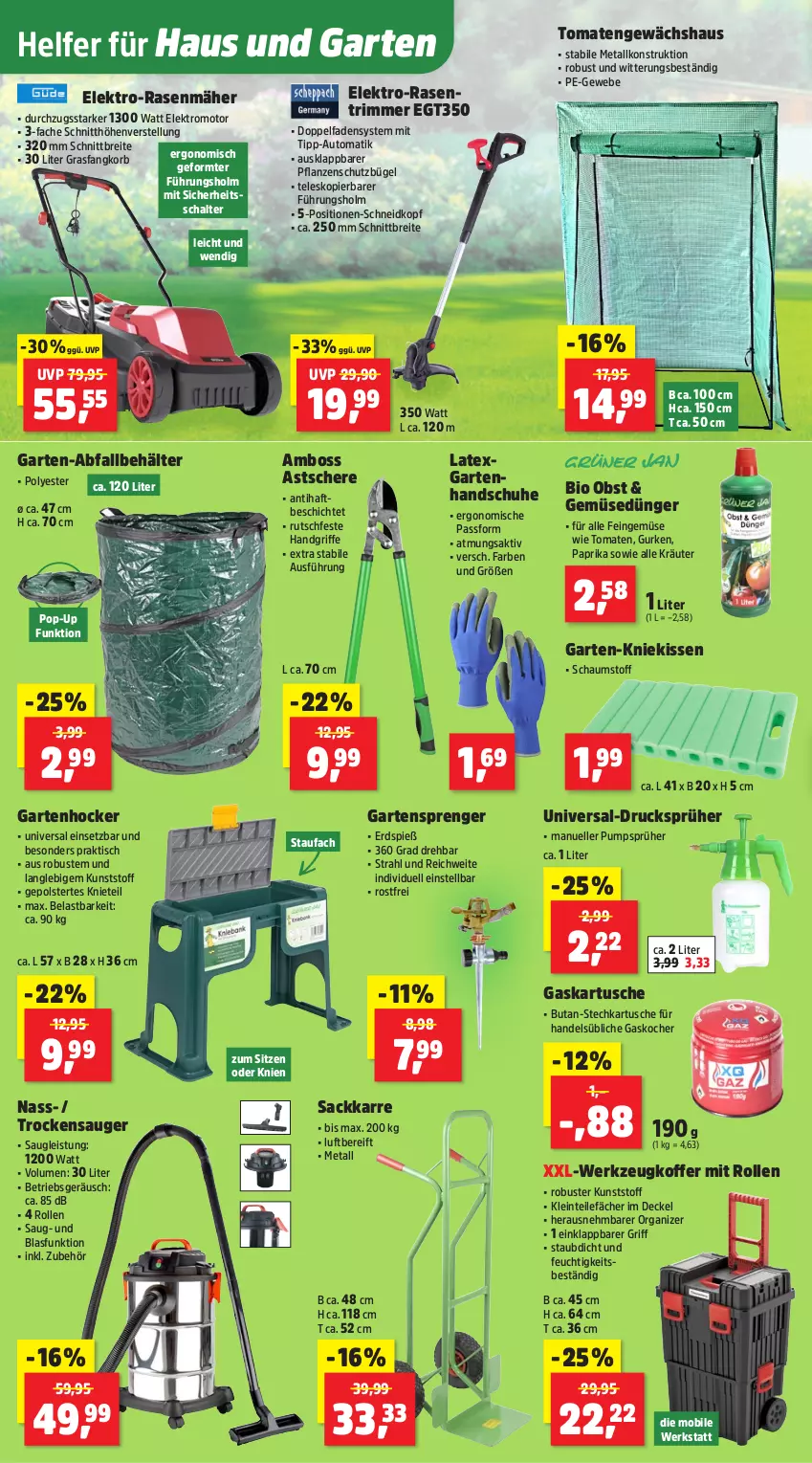 Aktueller Prospekt Thomas Philipps - von 10.06 bis 14.06.2025 - strona 6 - produkty: auto, Behälter, bio, boss, Brei, bügel, decke, Deckel, dünger, eis, Elektro, elektro-rasenmäher, elle, Garten, Gemüsedünger, Gewächshaus, gurke, gurken, handschuhe, hocker, kissen, Kniekissen, Kocher, koffer, korb, kräuter, obst, paprika, pflanze, pflanzen, rasen, rasenmäher, rasentrimmer, sac, Schal, Schere, schuhe, Teleskop, Ti, tisch, tomate, tomaten, Trockensauger, werkzeug