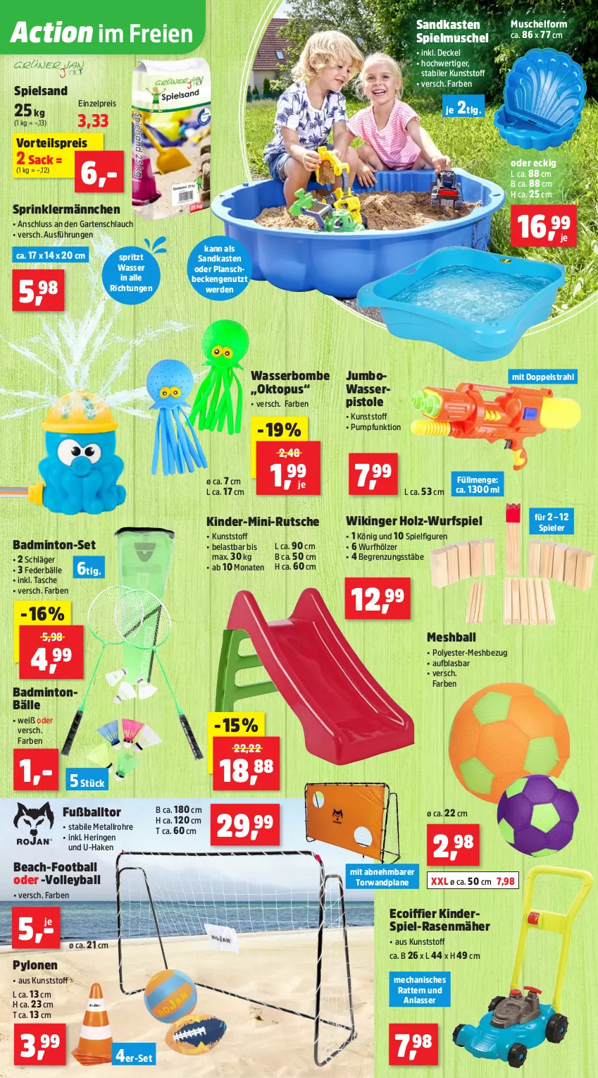 Aktueller Prospekt Thomas Philipps - von 10.06 bis 14.06.2025 - strona 8 - produkty: Bad, ball, decke, Deckel, eis, erde, Fußball, Garten, gartenschlauch, hering, Holz, jumbo, Kinder, Kinderspiel, LG, mint, ndk, planschbecken, rasen, rasenmäher, reis, ring, sac, Sandkasten, schlauch, Spiele, spielsand, Tasche, Ti, vorteilspreis, wasser, wasserpistole