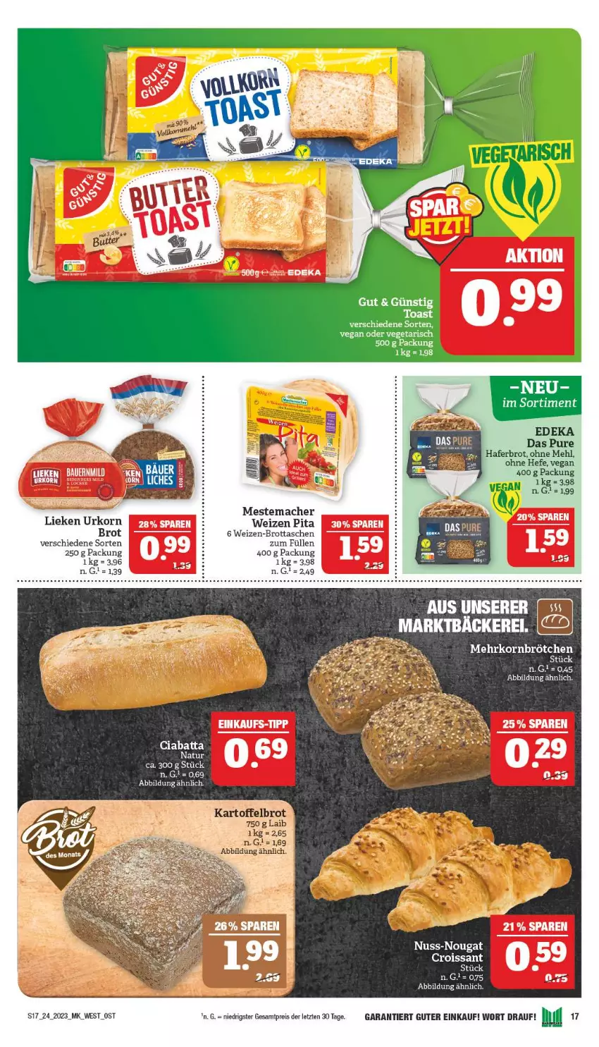 Aktueller Prospekt Marktkauf - Prospekt - von 11.06 bis 17.06.2023 - strona 17 - produkty: brot, brötchen, deka, eis, hafer, Hefe, kartoffel, Kartoffelbrot, korn, lieken, mac, mehl, mehrkornbrötchen, mestemacher, natur, nuss, reis, Tasche, taschen, Ti, toast, urkorn, Vegeta, Yo, ZTE