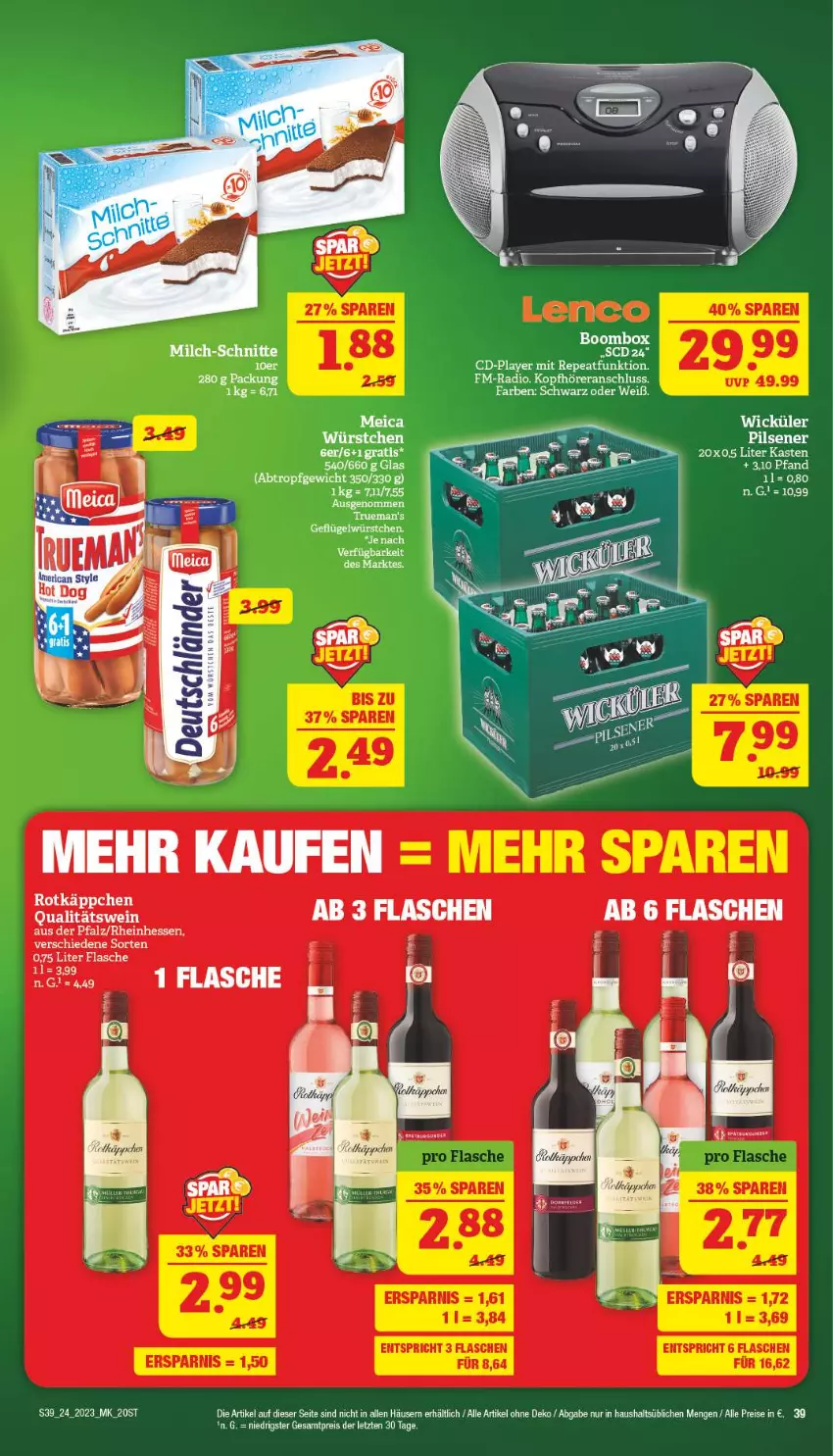 Aktueller Prospekt Marktkauf - Prospekt - von 11.06 bis 17.06.2023 - strona 39 - produkty: ente, flasche, kopfhörer, meica, pils, pilsener, qualitätswein, Radio, rotkäppchen, Ti, wein