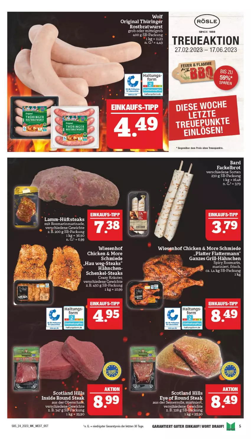 Aktueller Prospekt Marktkauf - Prospekt - von 11.06 bis 17.06.2023 - strona 5 - produkty: bratwurst, brot, eis, gin, henkel, lamm, LG, marinade, original thüringer, reis, ring, rosmarin, rostbratwurst, schenkel, steak, steaks, thüringer rostbratwurst, Ti, wein, wiesenhof, wurst, ZTE