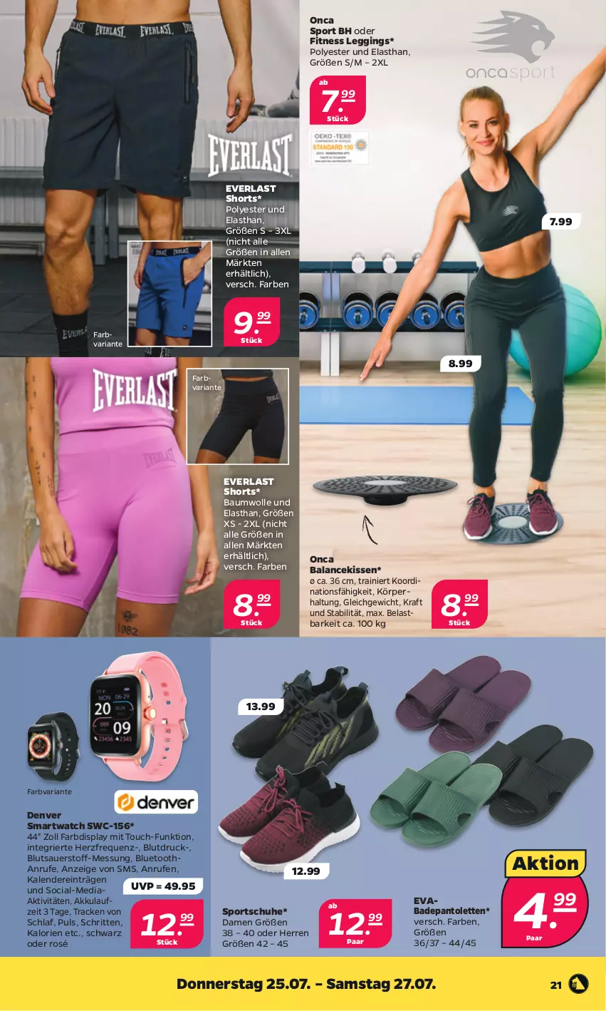 Aktueller Prospekt Netto - Woche 30 - von 22.07 bis 27.07.2024 - strona 21 - produkty: akku, auer, Bad, Bau, baumwolle, gin, kissen, kraft, leggings, pantolette, pantoletten, Ria, schuhe, shorts, smartwatch, Sport, sportschuhe, Ti, wolle