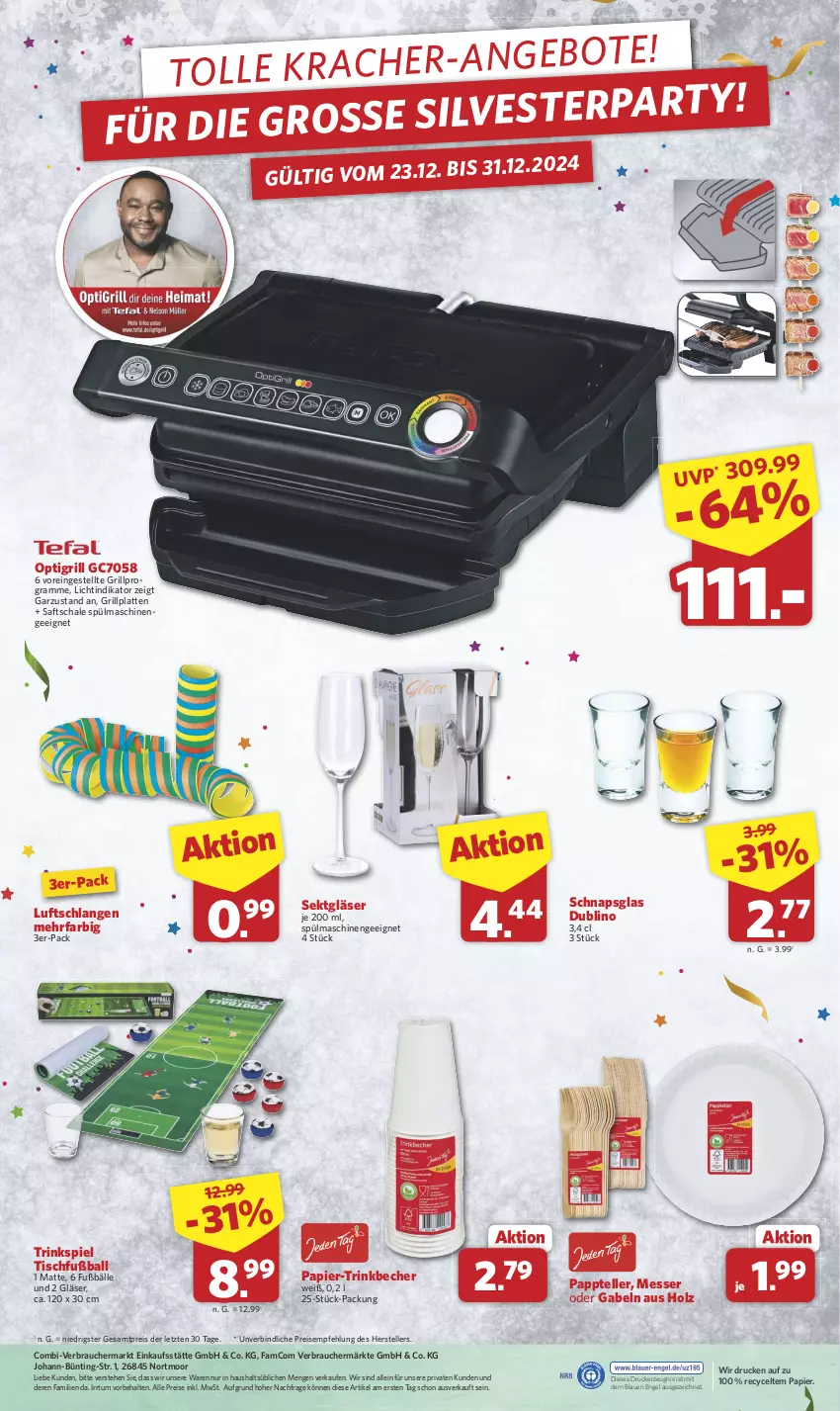 Aktueller Prospekt Combi - Prospekte - von 28.12 bis 31.12.2024 - strona 8 - produkty: ball, Becher, drucker, eis, elle, Engel, Fußball, gabel, Gläser, grill, grillplatte, Holz, kerze, latte, Luftschlangen, messer, papier, Rauch, reis, saft, Schal, Schale, sekt, spülmaschinen, teller, Ti, tisch, trinkbecher, ZTE