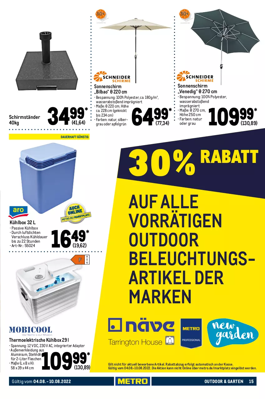 Aktueller Prospekt Metro - NonFood - von 04.08 bis 10.08.2022 - strona 15 - produkty: adapter, apfel, auer, auto, beleuchtung, besteck, brut, decke, Deckel, edelstahl, elle, erde, flasche, gabel, Garten, Glasdeckel, Gläser, herdarten, kaffee, kleid, Kleidung, küche, Küchen, Küchenhelfer, kühlbox, latte, LG, Löffel, messer, Metro, mikrowelle, natur, pfanne, pfannen, Pfannenwender, Schal, Schale, schirmständer, Servierplatten, sonnenschirm, Spezi, spülmaschinen, Ti, tisch, top-hit, topf, topf-set, wasser