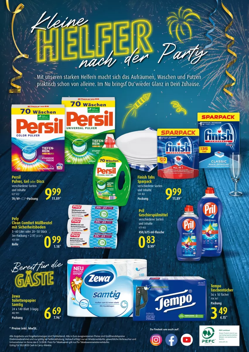 Aktueller Prospekt Selgros - Vorschau:
            Silvester - von 27.12 bis 31.12.2021 - strona 16 - produkty: angebot, angebote, beutel, eis, elle, ente, leine, LG, müllbeutel, papier, pely, pril, Rauch, reis, Tasche, taschen, taschentücher, Tempo, Ti, toilettenpapier, tücher, Yo