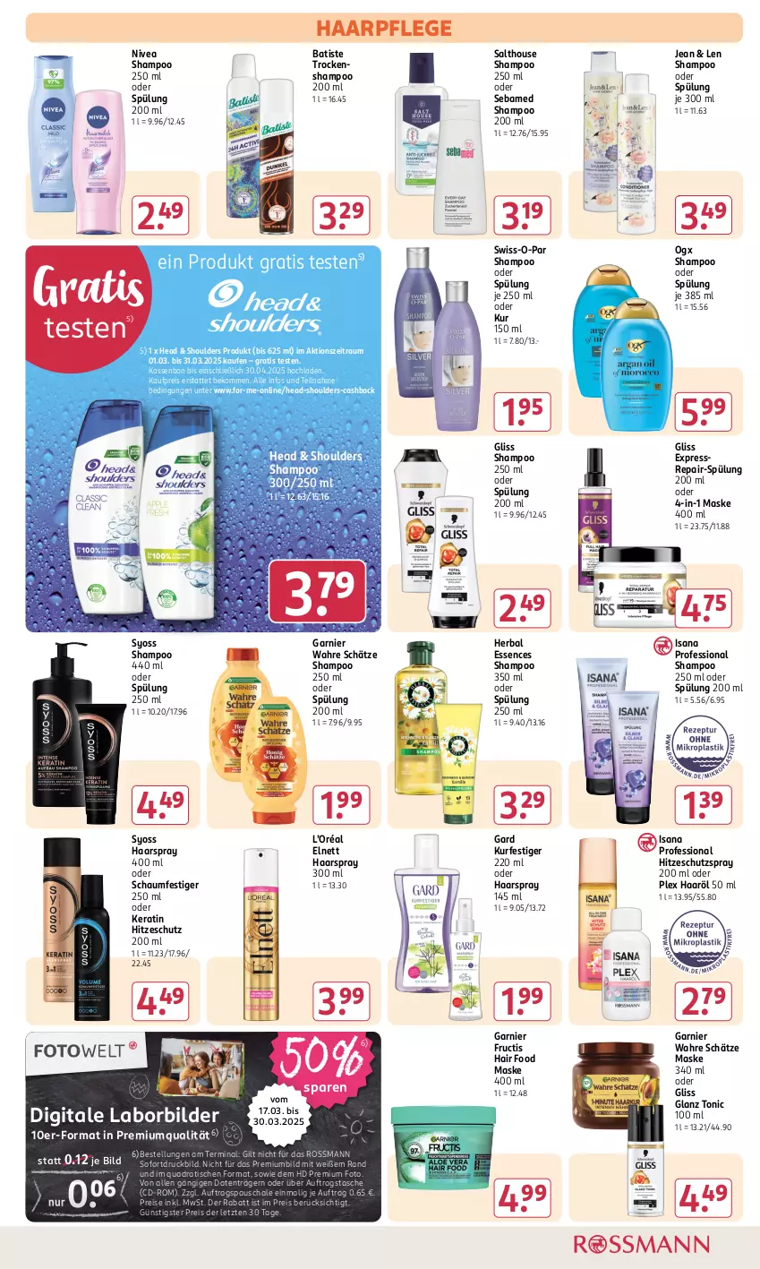 Aktueller Prospekt Rossmann - Prospekte - von 31.01 bis 06.04.2025 - strona 11 - produkty: beko, eis, elnett, fructis, garnier, gliss, haarpflege, haarspray, isana, Maske, nivea, oder schaumfestiger, quad, reis, sana, Schal, Schale, schaumfestiger, sebamed, shampoo, shampoo 250 ml, shampoo oder spülung, spülung, spülung 200 ml, Swiss-o-Par, syoss, Tasche, Ti, tisch, tonic, Trockenshampoo, Wahre Schätze, Yo, ZTE