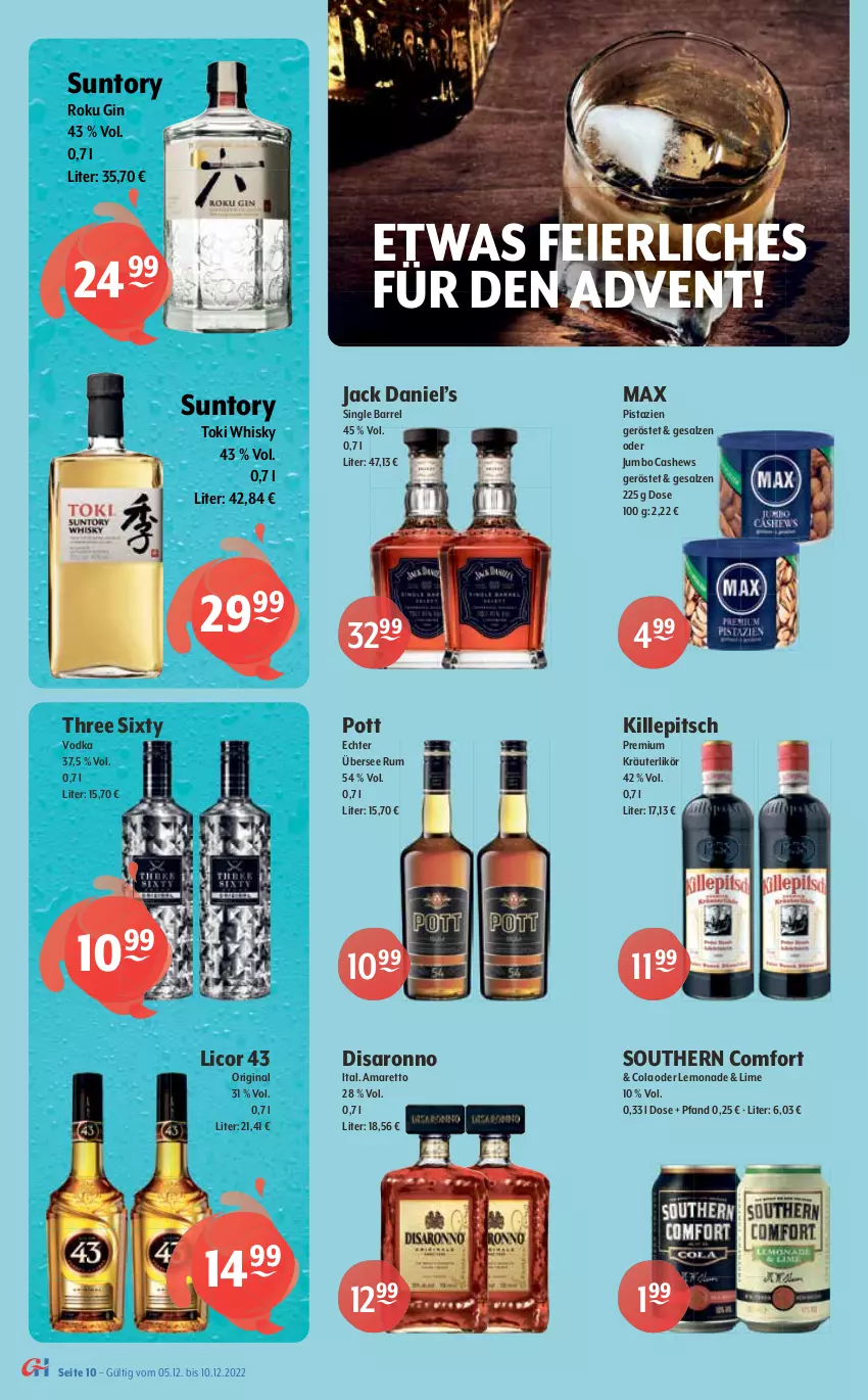 Aktueller Prospekt Getraenke Hoffmann - Prospekte - von 05.12 bis 10.12.2022 - strona 10 - produkty: Amaretto, asti, Cashew, cider, cola, eier, elle, erde, finesse, frucht, gin, Glühwein, jack daniel, Jack Daniel’s, jumbo, kirsch, kräuter, kräuterlikör, lemonade, licor, licor 43, likör, Mode, nuss, pistazien, rel, Ria, ring, rioja, rum, salz, saro, somersby, Southern Comfort, tempranillo, Three Sixty, Ti, vinho verde, vodka, wein, weine, whisky, Wild