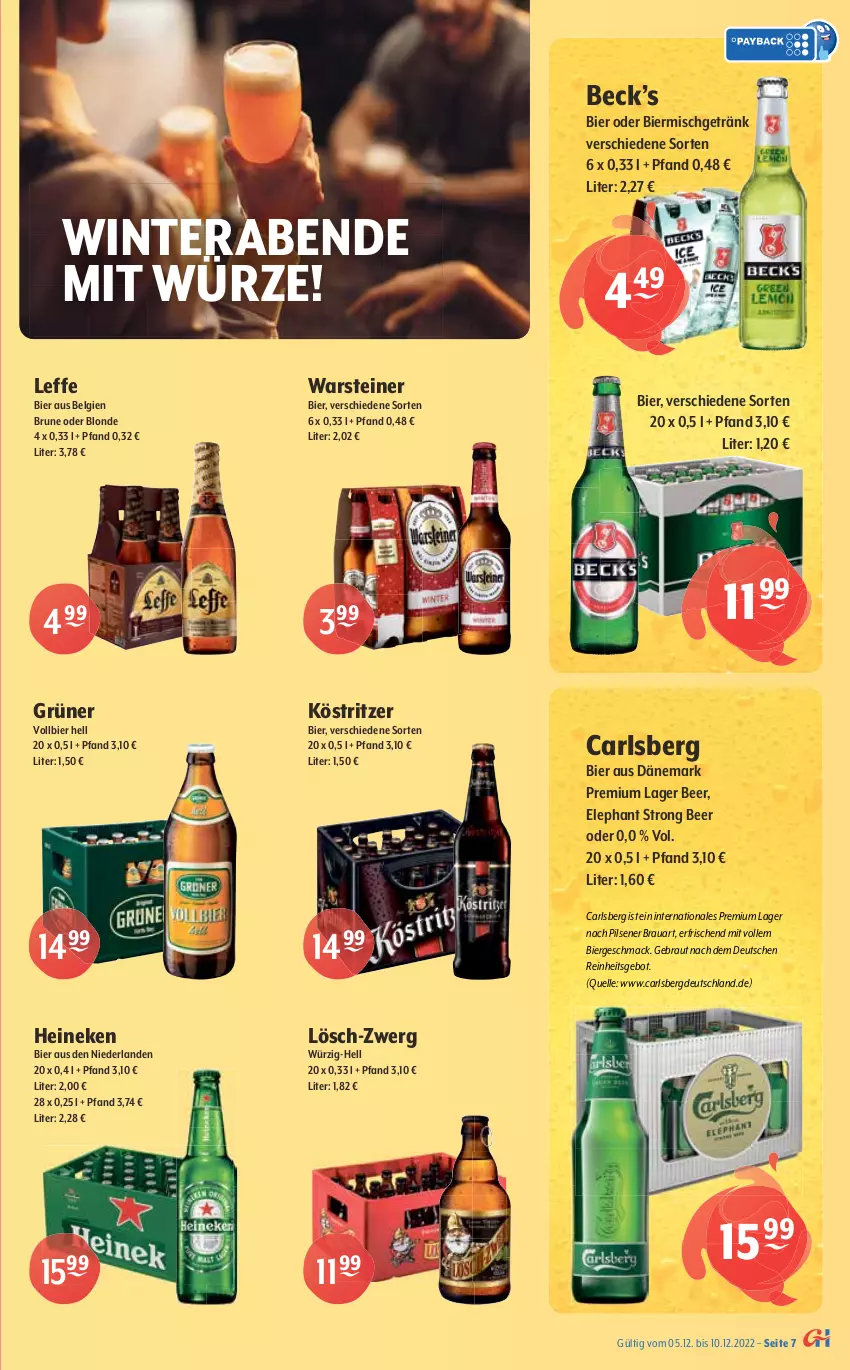 Aktueller Prospekt Getraenke Hoffmann - Prospekte - von 05.12 bis 10.12.2022 - strona 7 - produkty: Alwa, amecke, auer, Bau, Bauer, bier, bitter lemon, Cap, capri-sun, carlsberg, drink, elle, energy drink, frucht, gerolsteine, gerolsteiner, getränk, getränke, gin, ginger, ginger ale, heineken, hella, Hohes C, köstritzer, LG, limo, mac, mineralwasser, mit frucht, natur, Nektar, orange, orangen, orangensaft, pils, pilsener, red bull, rel, saft, Spreequell, Sprudel, steiner, Ti, tonic, tonic water, vita, warsteiner, wasser