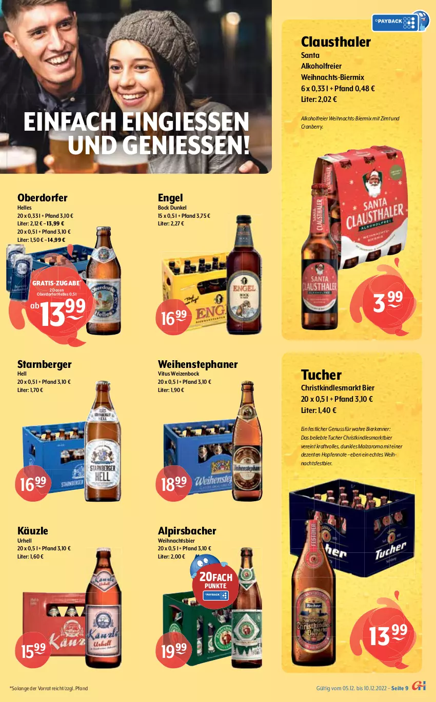 Aktueller Prospekt Getraenke Hoffmann - Prospekte - von 05.12 bis 10.12.2022 - strona 9 - produkty: alkohol, Alpirsbacher, auer, aust, Berger, bier, Biere, clausthaler, cranberry, eier, eis, elle, Engel, ente, gin, hasseröder, Kindle, Kozel, kraft, LG, lion, malz, Meister, nuss, Paula, paulaner, pils, pilsener, pilsner, premium pils, Spaten, Ti, tuc, Tucher, veltins, veltins pilsener, weihenstephan