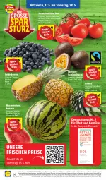 Gazetka promocyjna Lidl - Aktionsprospekt - Gazetka - ważna od 20.05 do 20.05.2023 - strona 40 - produkty: Abtei, ananas, angebot, beere, beeren, discount, eis, ente, frucht, heidelbeere, heidelbeeren, LG, magazin, melone, obst, Obst und Gemüse, passionsfrucht, Rauch, reis, strauchtomaten, Ti, tomate, tomaten, und gemüse, wasser, wassermelone