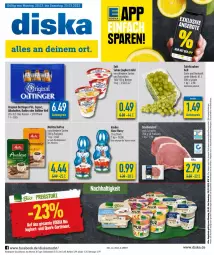 Gazetka promocyjna Diska - Prospekte - Gazetka - ważna od 25.03 do 25.03.2023 - strona 1 - produkty: aktionspreis, alkohol, angebot, angebote, Becher, bier, eis, gin, joghur, joghurt, joghurt mild, kaffee, Kinder, kotelett, melitta, oettinger, pils, radler, reis, sahne, sahne joghurt, Schal, Schale, tafeltrauben, Ti, trauben, zott, ZTE