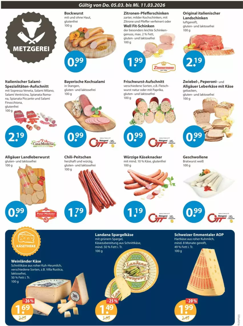 Aktueller Prospekt Vmarkt - Prospekte - von 05.03 bis 11.03.2026 - strona 2 - produkty: aufschnitt, bockwurst, bratwurst, chili, cin, eis, emmentaler, fleisch, frischwurst-aufschnitt, geback, hartkäse, Heu, heumilch, Käse, knacker, kochschinken, landleberwurst, landschinken, leberkäs, leberkäse, leberwurst, LG, milch, mit paprika, natur, nuss, paprika, peperoni, Peroni, pfeffer, salami, schinken, schnittkäse, spargel, Spezi, Ti, wein, wolle, wurst, zitrone, zitronen, zwiebel