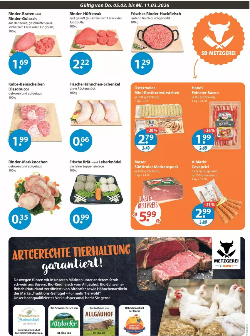 Aktueller Prospekt Vmarkt - Prospekte - von 05.03 bis 11.03.2026 - strona 3 - produkty: bio, bio-rindfleisch, braten, eis, fleisch, Frische Hähnchen, Geflügel, gulasch, hackfleisch, hähnchen-schenkel, henkel, hüftsteak, Knödel, Laufen, Leberknödel, LG, natur, naturland, Persona, rind, rinder, rinder-hackfleisch, rindfleisch, schenkel, schnitten, schwein, schweine, schweinefleisch, steak, suppe, suppen, Ti, wein, weine