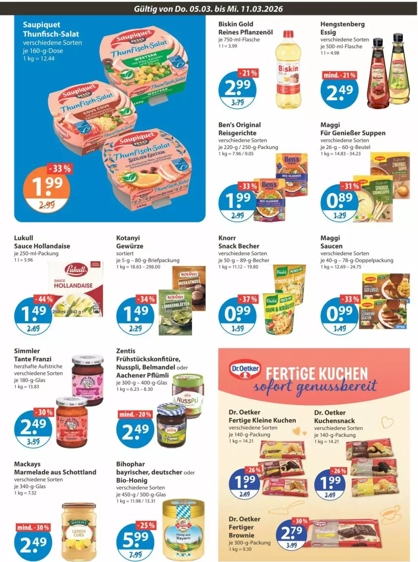 Aktueller Prospekt Vmarkt - Prospekte - von 05.03 bis 11.03.2026 - strona 7 - produkty: aufstrich, Becher, Belmandel, beutel, bihophar, bio, brie, brownie, Dr. Oetker, eis, essig, fisch, flasche, gewürz, gin, hengstenberg, hollandaise, honig, knorr, konfitüre, kuchen, leine, lukull, mac, maggi, mandel, marmelade, nuss, nusspli, pflanze, pflanzen, Pflanzenöl, reis, salat, sauce, sauce hollandaise, saucen, saupiquet, schott, sim, snack, suppe, suppen, thunfisch, Ti, zentis