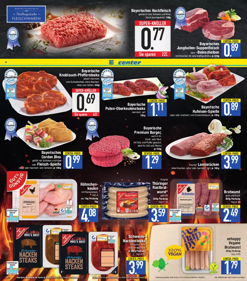 Aktueller Prospekt E Center - Angebote der Woche - von 27.06 bis 02.07.2022 - strona 4 - produkty: Bau, bratwurst, Brühe, burger, cordon bleu, deka, eis, ente, fleisch, für grill und pfanne, gewürz, gin, grill, grill und pfanne, hackfleisch, hackfleisch gemischt, ideal für grill, ideal für grill und pfanne, ideal zum grillen, jungbullen, Käse, knoblauch, kräuter, lamm, Lammrücken, marinade, Nackensteak, nackensteaks, natur, oder kräuter, original thüringer, paprika, pfanne, pfeffer, pute, reis, rind, ring, rostbratwurst, salz, schinken, schwein, schwein und rind, schweine, Schweinebauch, schweinenacken, steak, steaks, super-knüller, suppe, suppen, suppenfleisch, thüringer rostbratwurst, Ti, und pfanne, vom schwein und rind, wein, weine, wurst, ZTE