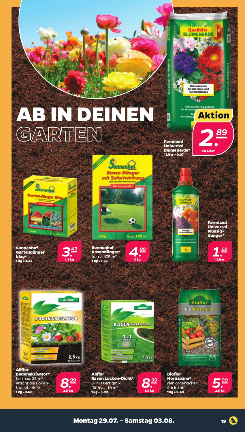 Aktueller Prospekt Netto - Woche 31 - von 29.07 bis 03.08.2024 - strona 19 - produkty: bio, blume, blumen, blumenerde, dünger, erde, flüssigdünger, frucht, Garten, rasen, rasendünger, Ti