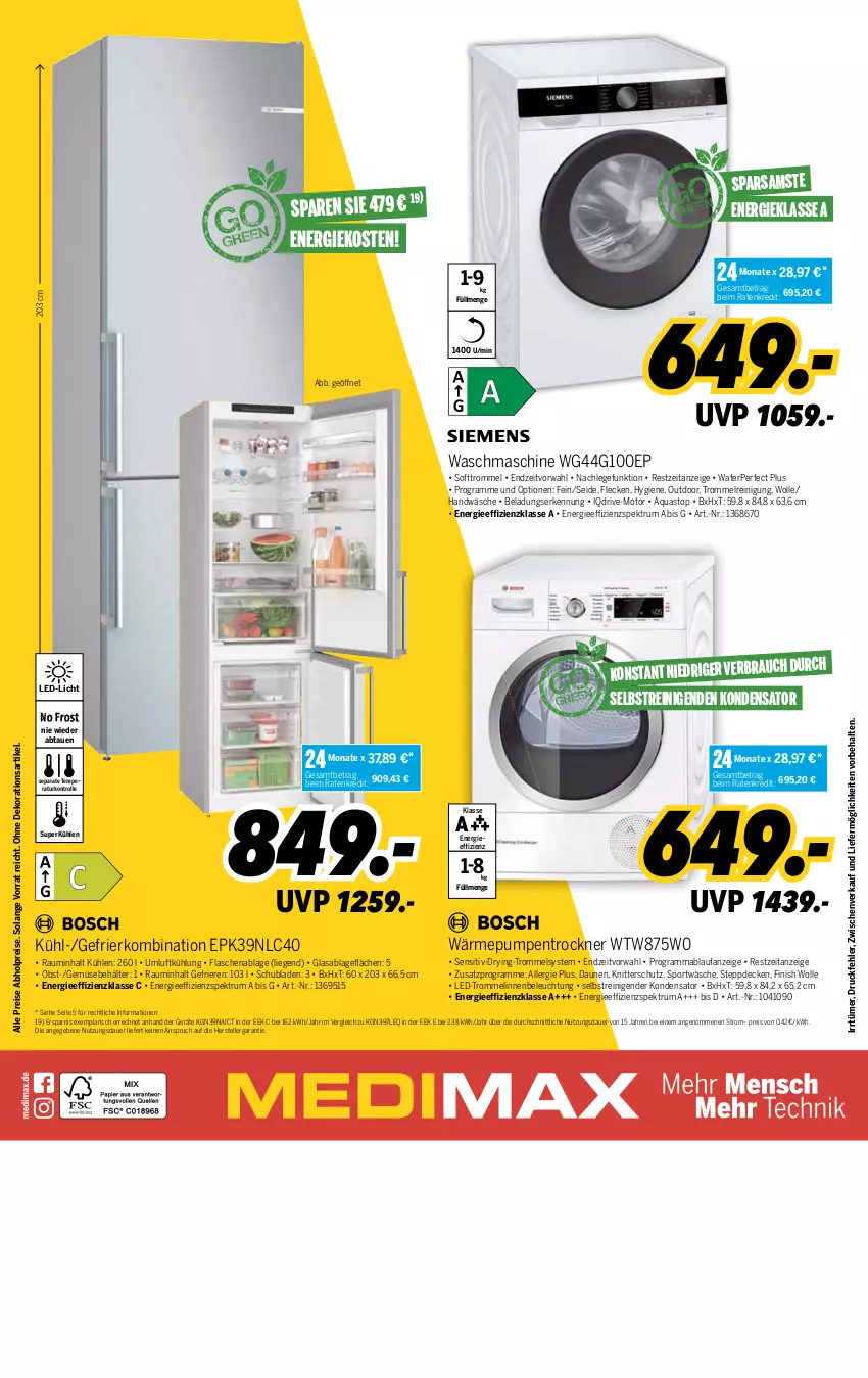 Aktueller Prospekt Medimax - MEDIMAX Prospekt KW46 2022 - von 11.11 bis 17.11.2022 - strona 10 - produkty: abholpreise, aqua, aquastop, auer, Behälter, beleuchtung, decke, dekoration, eis, elle, Finish, flasche, gefrierkombination, gefu, led-licht, Liege, mab, obst, Rauch, Reinigung, reis, rum, schubladen, Spektrum, Sport, Steppdecke, teller, Ti, Trockner, trommel, wärmepumpentrockner, waschmaschine, wolle