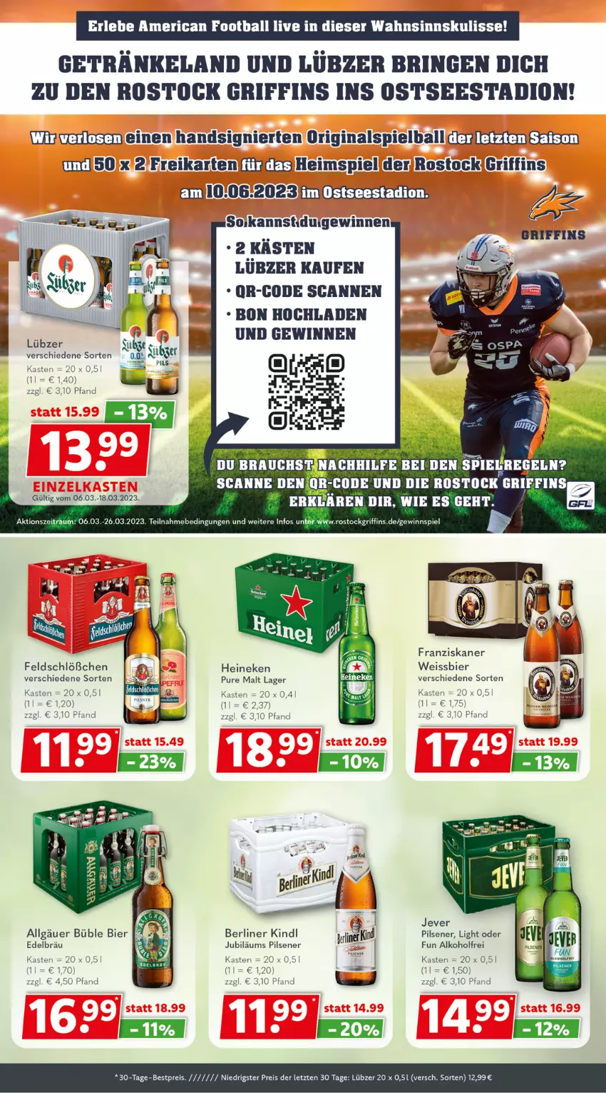 Aktueller Prospekt Getraenkeland - von 06.03 bis 18.03.2023 - strona 2 - produkty: alkohol, ball, berliner, berliner kindl, bestpreis, bier, eis, Elan, franziskaner, getränk, getränke, gewinnspiel, gin, heineken, jever, Jubiläums, LG, Lübzer, pils, pilsener, reis, ring, Ti, weissbier, ZTE