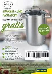 Gazetka promocyjna Metro - Spargeltopf - Gazetka - ważna od 23.04 do 23.04.2022 - strona 1 - produkty: Abtei, decke, Deckel, edelstahl, erde, Glasdeckel, gutschein, herdarten, LG, lieferservice, Metro, metro gastro, pasta, spargel, spülmaschinen, Ti, topf