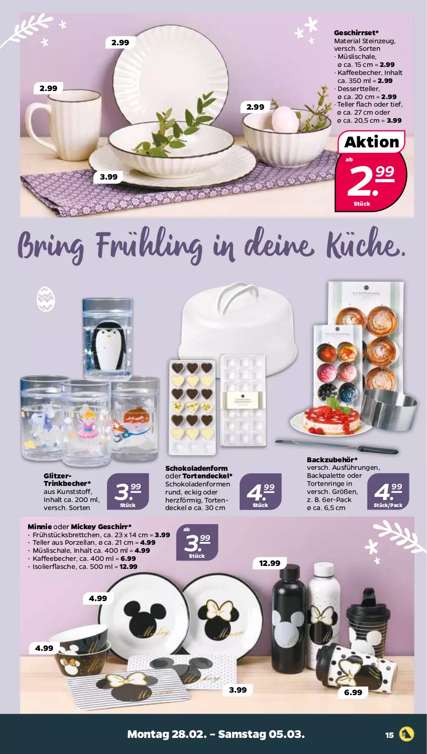 Aktueller Prospekt Netto - Angebote ab Montag - von 28.02 bis 05.03.2022 - strona 16 - produkty: Backzubehör, Becher, Brettchen, decke, Deckel, dessert, Dessertteller, elle, flasche, geschirr, isolierflasche, kaffee, kaffeebecher, küche, müsli, Müslischale, Palette, Ria, ring, Schal, Schale, schoko, schokolade, schokoladen, teller, Ti, torte, trinkbecher