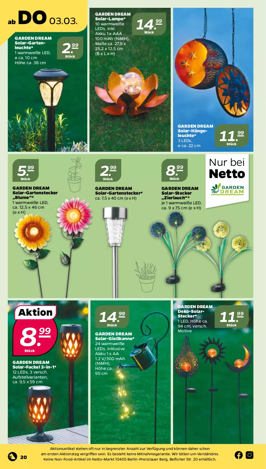 Aktueller Prospekt Netto - Angebote ab Montag - von 28.02 bis 05.03.2022 - strona 21 - produkty: akku, auer, blume, Garten, Gießkanne, Hängeleuchte, Lampe, leds, Leuchte, Ria, Ti, ZTE