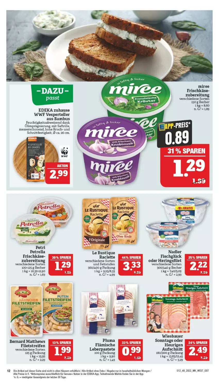 Aktueller Prospekt Marktkauf - Prospekt - von 27.11 bis 03.12.2022 - strona 16 - produkty: aktionspreis, auer, aufschnitt, bambus, Bau, Bauer, Becher, deka, eis, elle, filet, filets, fisch, frischkäse, hering, Herings, Heu, Käse, knoblauch, Le Rustique, messer, nadler, nuss, pastete, petrella, reifen, reis, rel, rind, ring, saft, teller, Ti, wiesbauer, ZTE