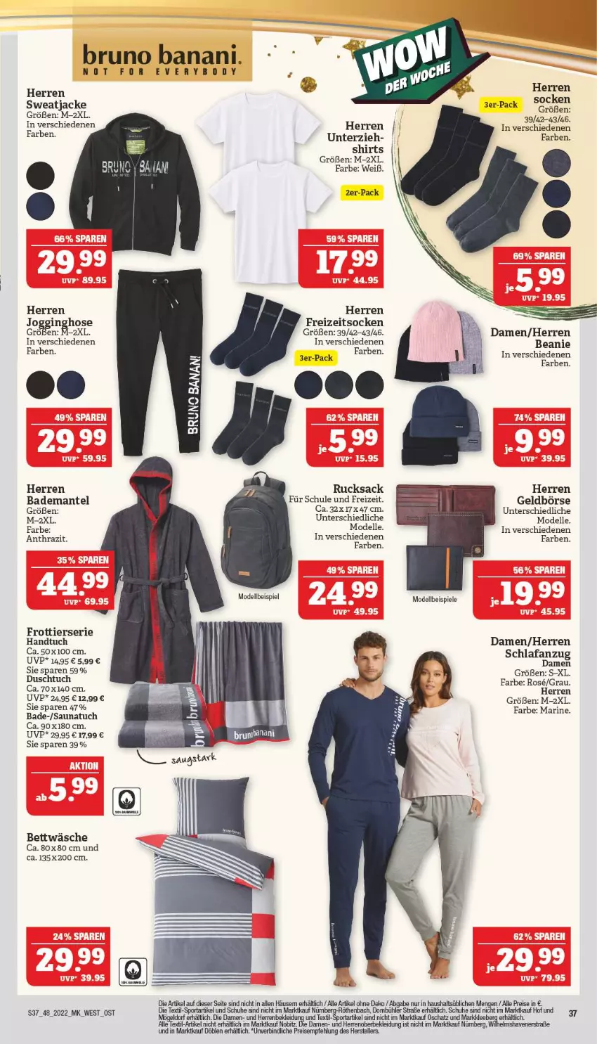 Aktueller Prospekt Marktkauf - Prospekt - von 27.11 bis 03.12.2022 - strona 41 - produkty: Bad, Bademantel, Beanie, bett, bettwäsche, dell, duschtuch, eis, elle, Freizeitsocken, Geldbörse, gin, Jacke, kleid, Kleidung, Mantel, Mode, reis, rucksack, sac, schuhe, shirt, shirts, socken, Spiele, Sport, teller, Ti, tuc