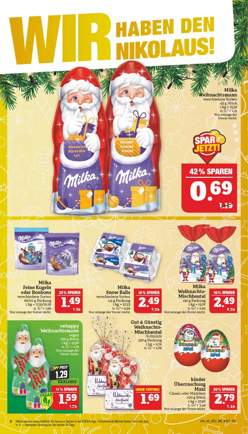 Aktueller Prospekt Marktkauf - Prospekt - von 27.11 bis 03.12.2022 - strona 8 - produkty: aktionspreis, alpenmilch, ball, beutel, bonbons, deka, eis, Kinder, Kugel, milch, milka, nuss, reis, Ti, vollmilch, ZTE