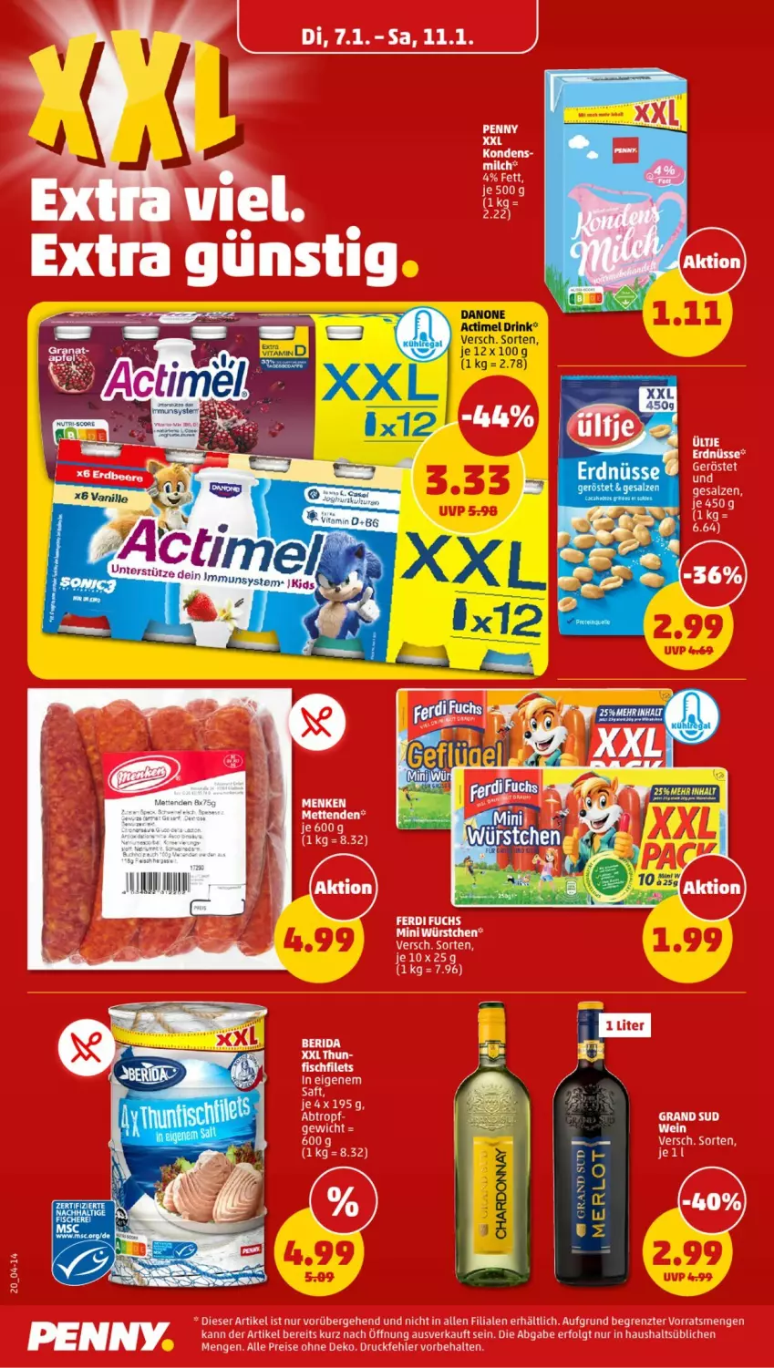 Aktueller Prospekt Penny - Prospekte - von 06.01 bis 11.01.2025 - strona 20 - produkty: actimel, actimel drink, danone, danone actimel drink, drink, erdnüsse, fisch, fische, Fischer, Mett, metten, Mettenden, salz, Schere, Ti