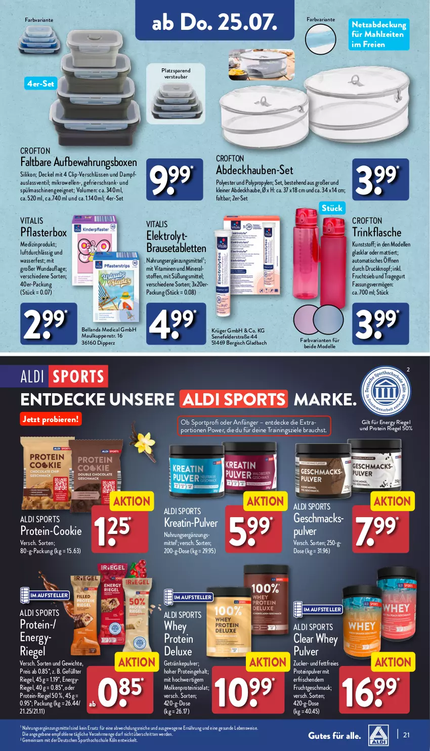 Aktueller Prospekt Aldi Nord - Von Montag - von 22.07 bis 27.07.2024 - strona 21 - produkty: abdeckhaube, aldi, aufbewahrungsbox, auto, bier, Biere, brause, Brausetabletten, cookie, Crofton, decke, Deckel, dell, dip, eis, Elektro, elle, erde, flasche, frucht, gefrierschrank, getränk, getränke, getränkepulver, krüger, leine, mac, medizinprodukt, mikrowelle, Mode, Pfau, pflaster, Rauch, reis, Ria, riegel, Schrank, Sport, spülmaschinen, tablet, tablett, Tablette, teller, Ti, tisch, trinkflasche, vita, vitalis, Vitamine, wasser, WICK, zucker