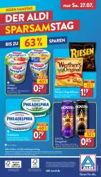 Gazetka promocyjna Aldi Nord - Von Montag - Gazetka - ważna od 27.07 do 27.07.2024 - strona 37 - produkty: aldi, almighur, almighurt, auto, Becher, beutel, drink, ehrmann, ehrmann almighurt, frischkäse, frischkäsezubereitung, frucht, fruchtjoghurt, gin, joghur, joghurt, Käse, magazin, papier, philadelphia, Rockstar, storck, telefon, Ti, ZTE, zucker